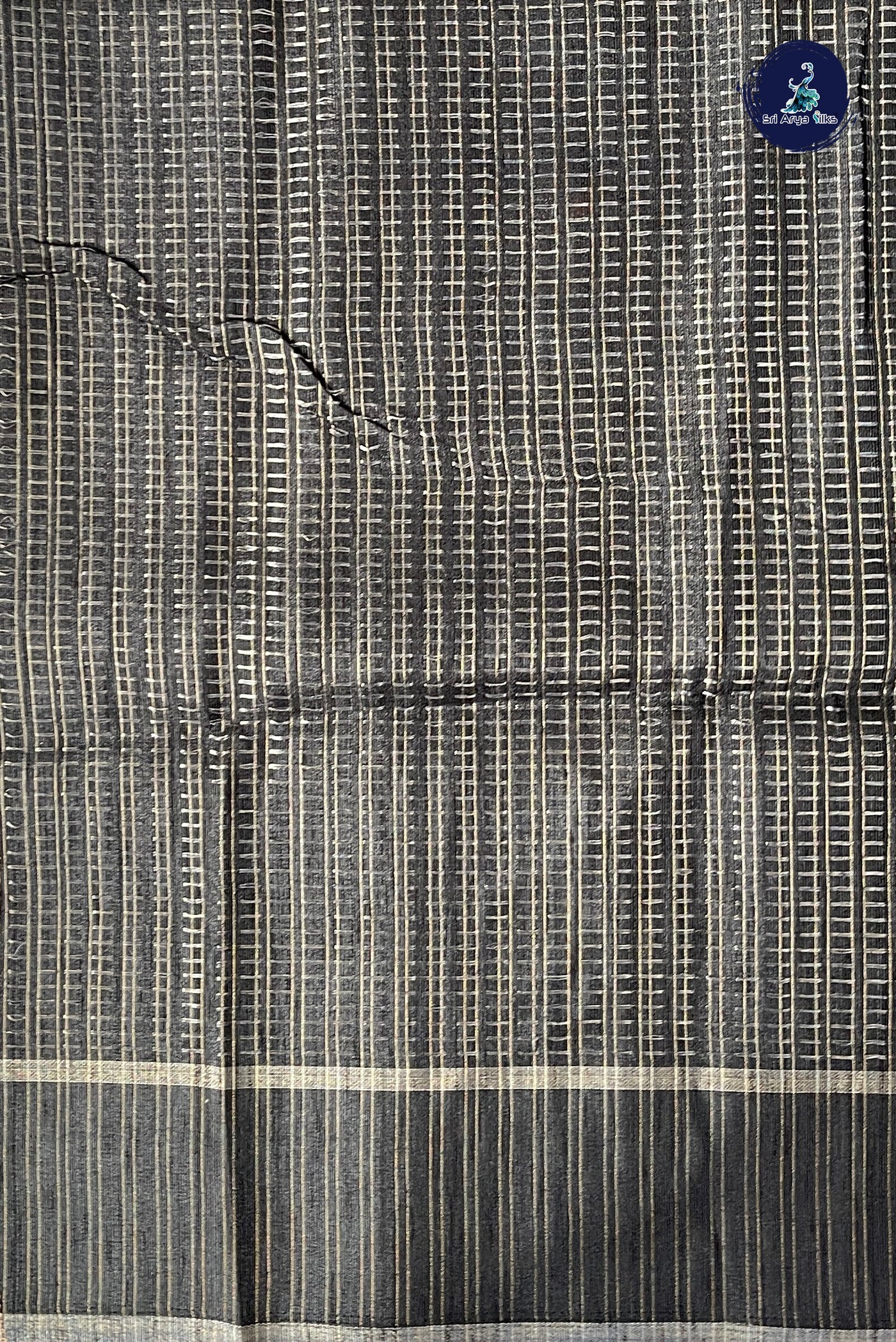 Black Semi Tussar Saree With Zari Woven Pattern
