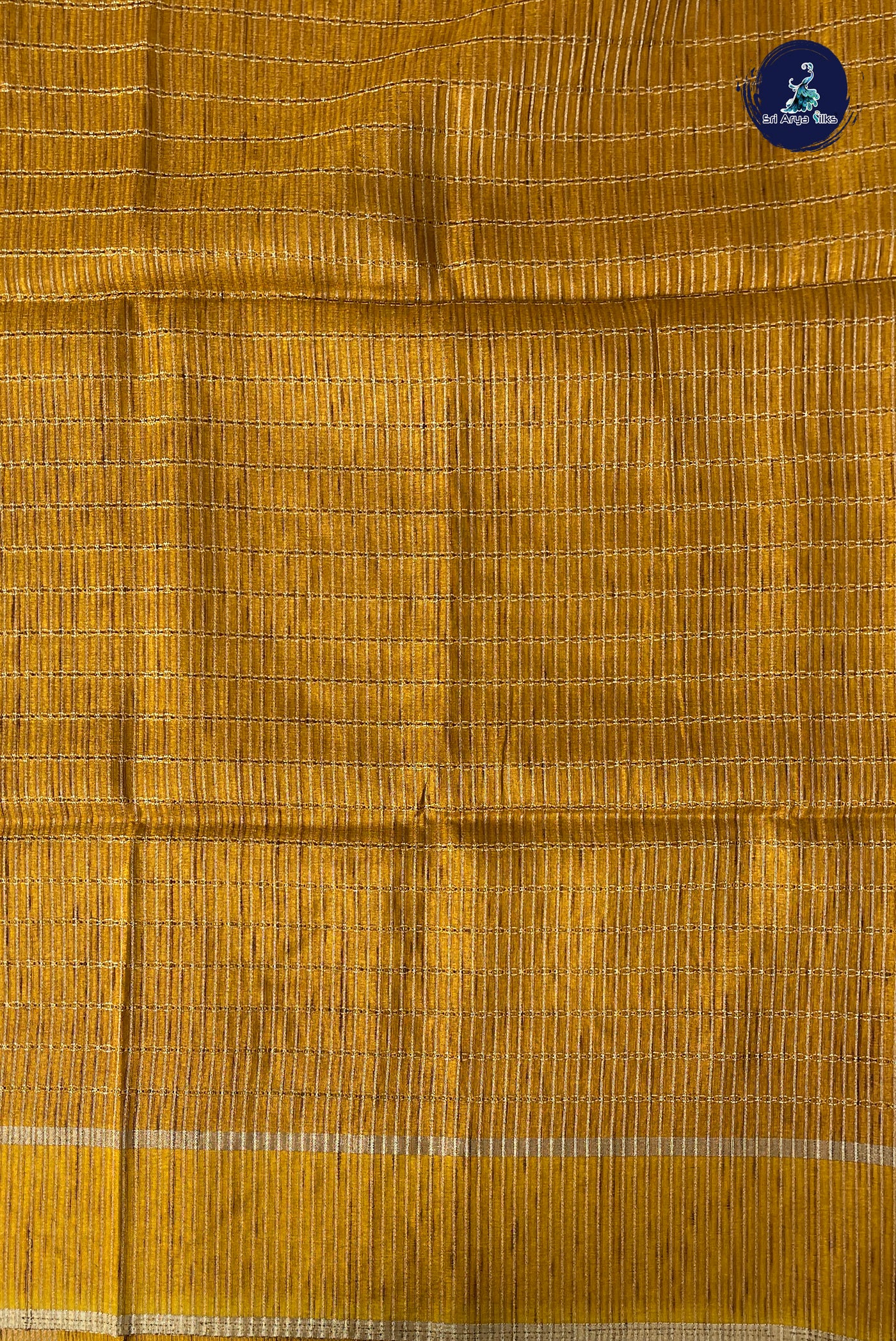 Mustard Yellow Semi Tussar Saree With Zari Woven Pattern