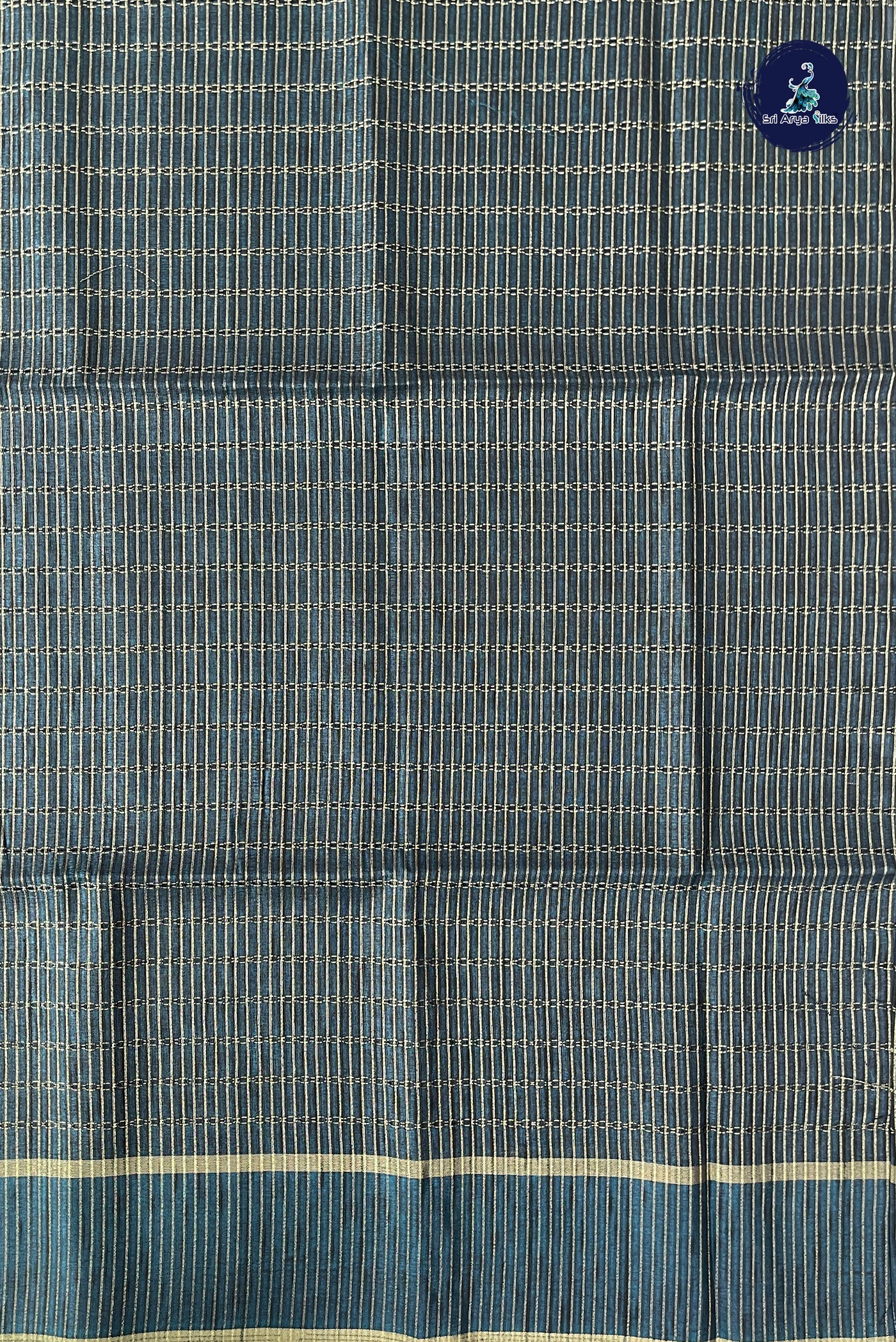 Peacock Blue Semi Tussar Saree With Zari Woven Pattern