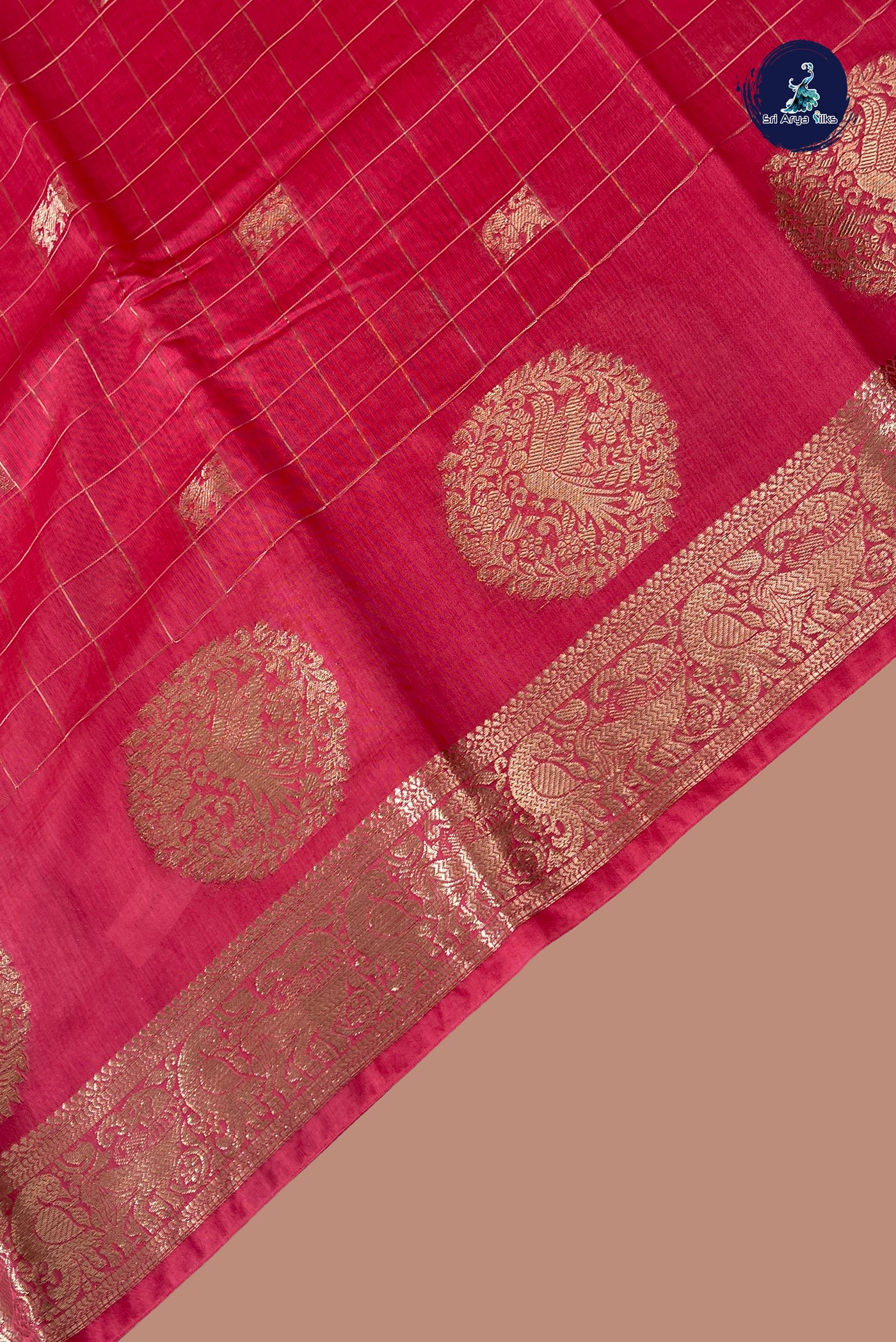 Pink Semi Mysore Silk With Zari Checked Pattern