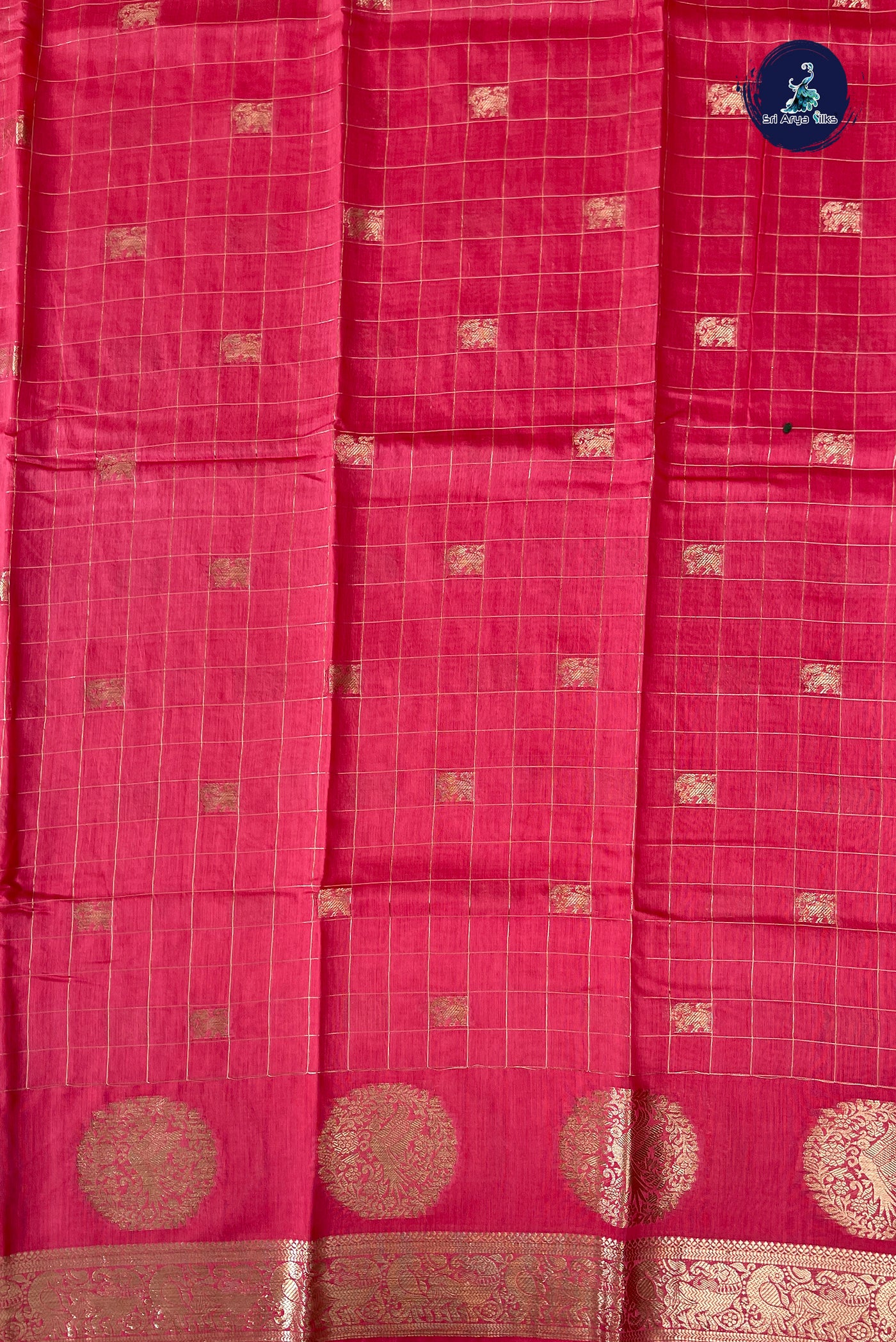 Pink Semi Mysore Silk With Zari Checked Pattern