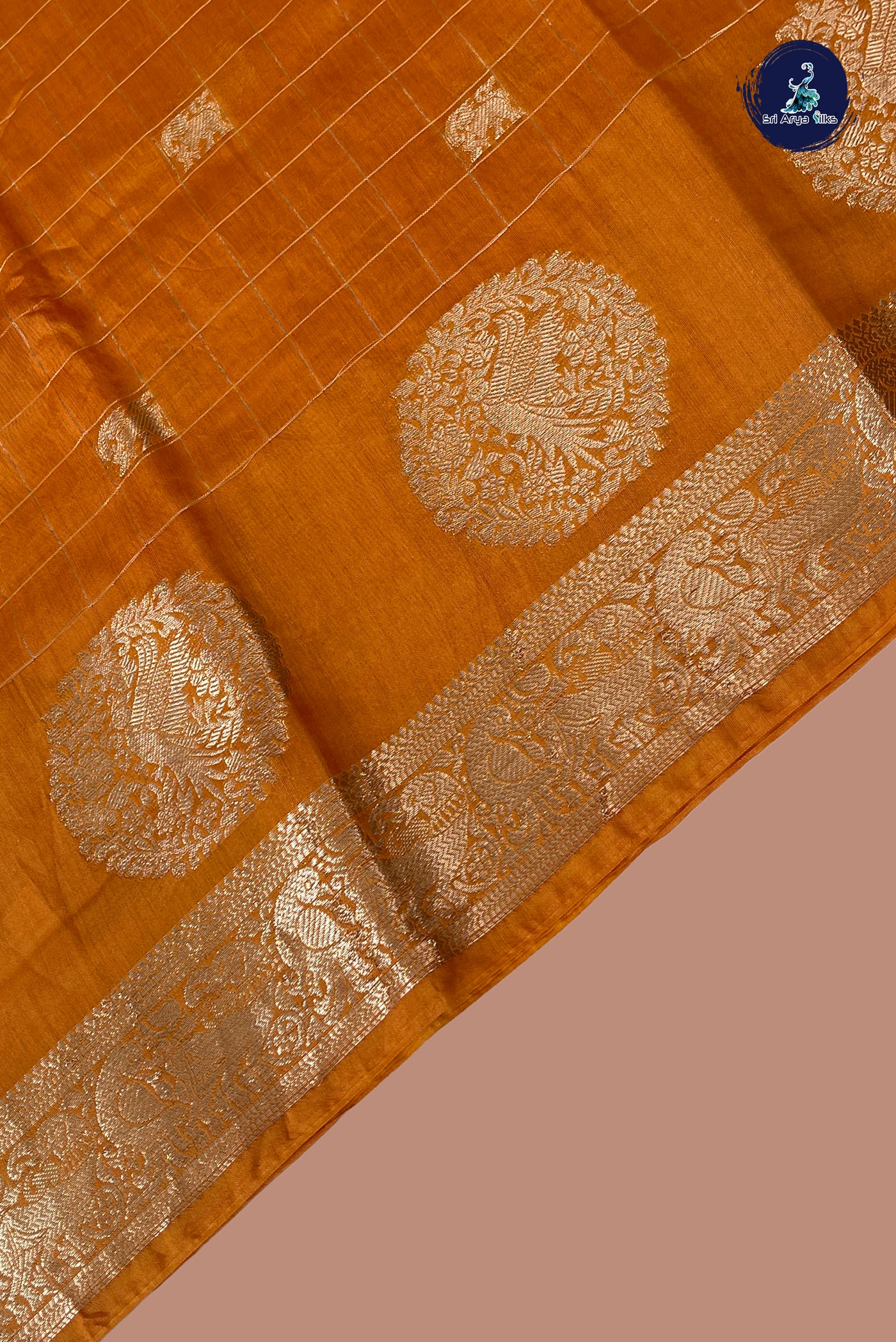 Mustard Yellow Semi Mysore Silk With Zari Checked Pattern