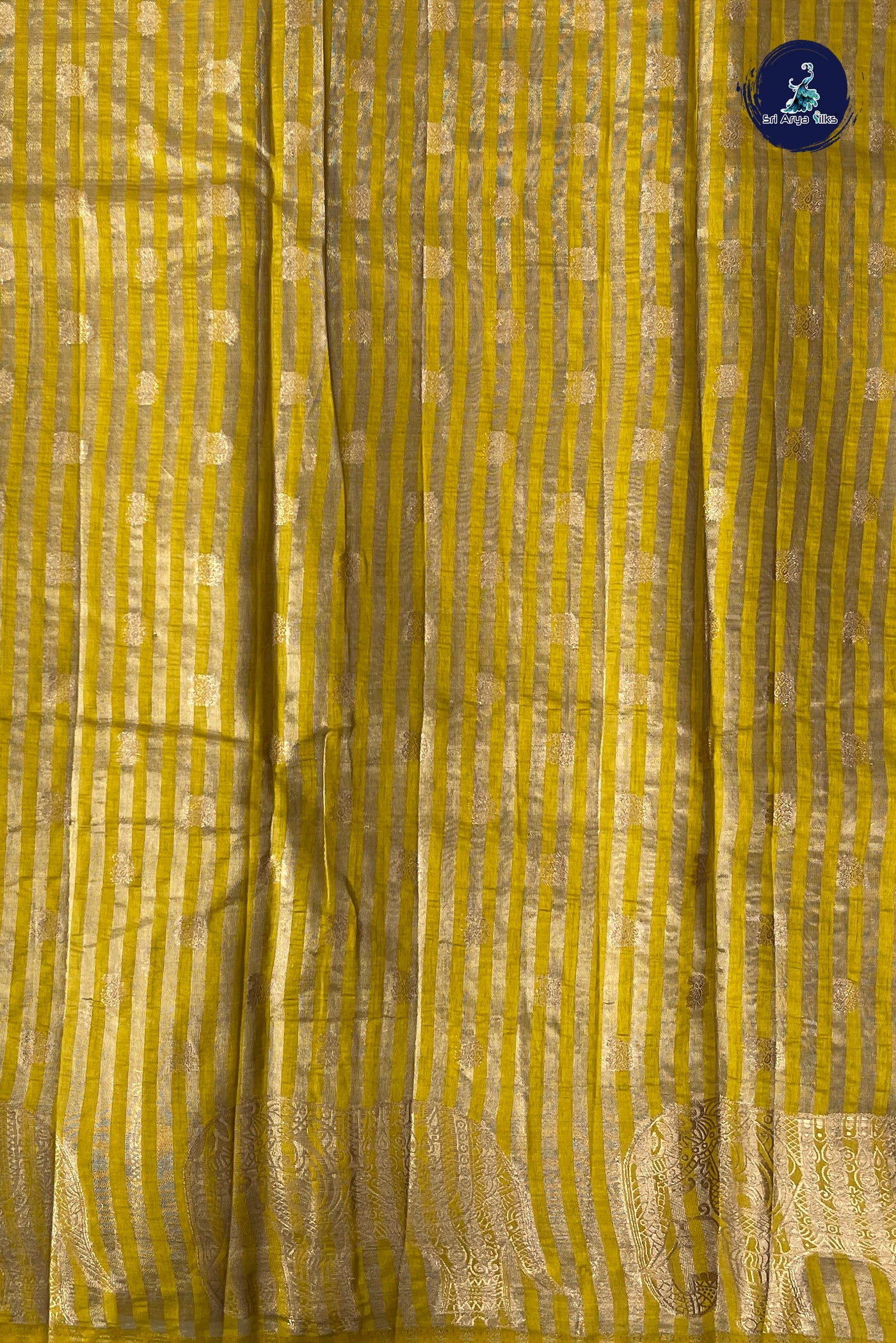Yellow Semi Tussar Saree With Zari Buttas Pattern