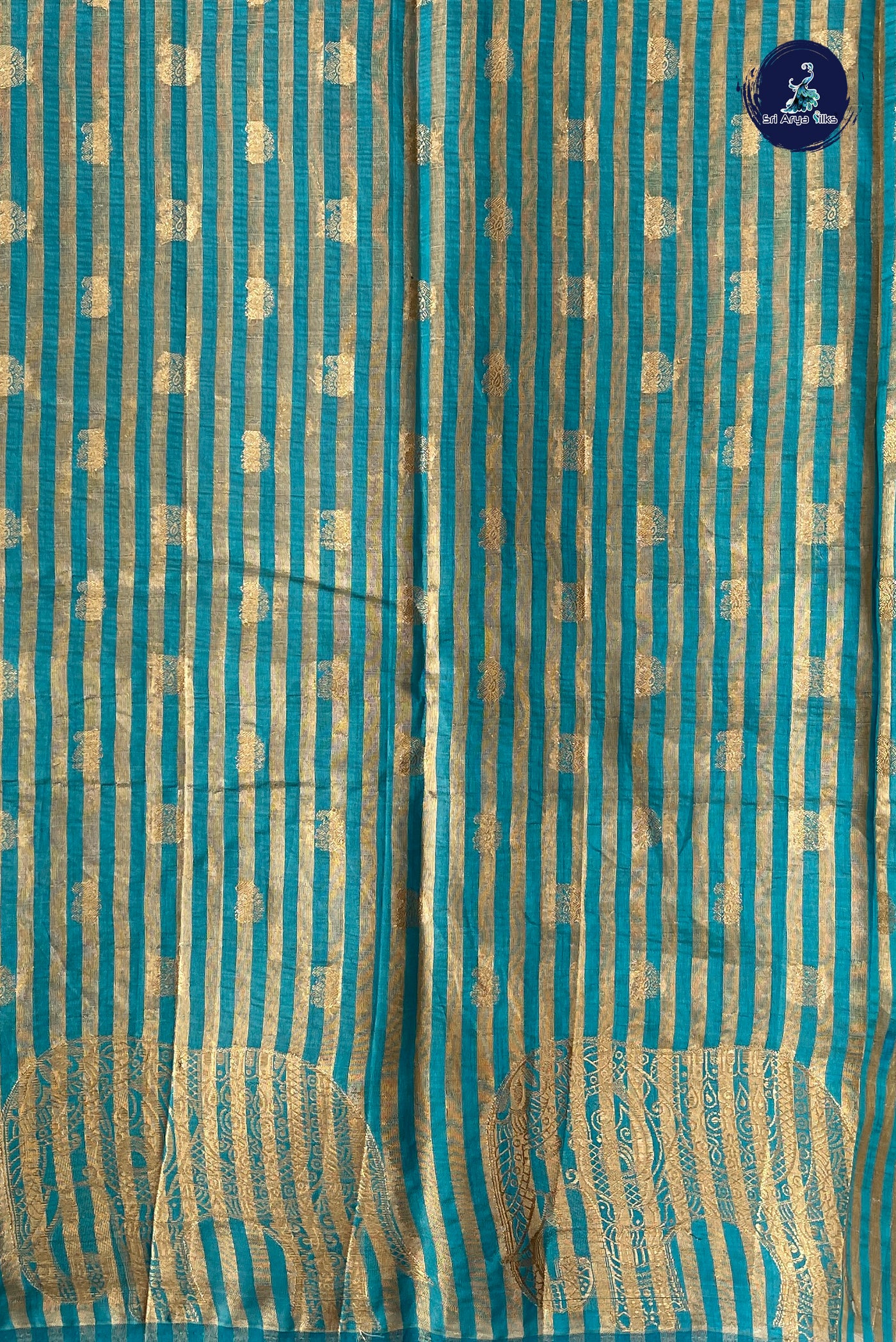 Blue Semi Tussar Saree With Zari Buttas Pattern