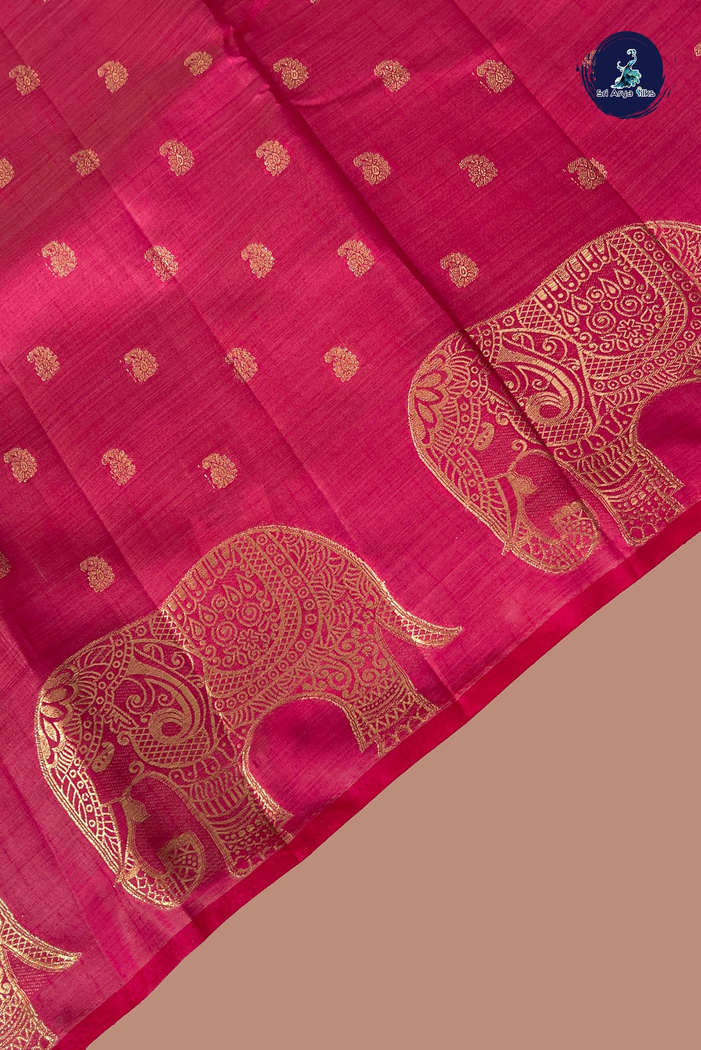 Pink Semi Tussar Saree With Zari Buttas Pattern
