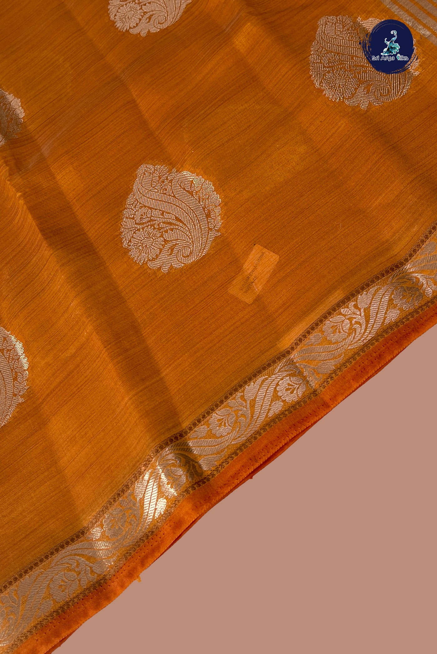 Mustard Yellow Semi Tussar Saree With Zari Buttas Pattern