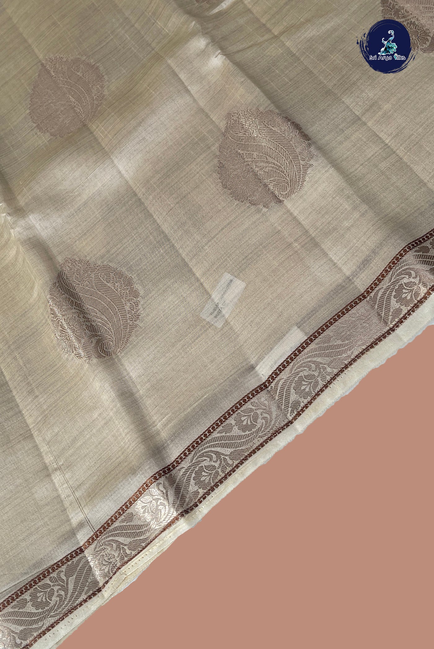 Off White Semi Tussar Saree With Zari Buttas Pattern