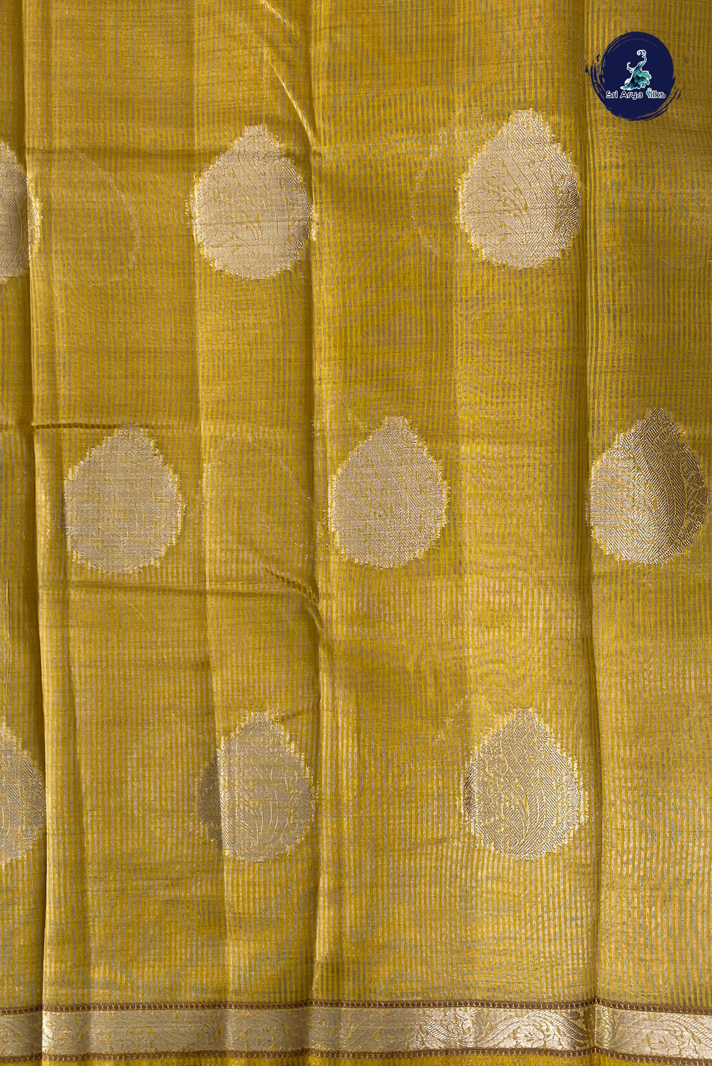 Yellow Semi Tussar Saree With Zari Buttas Pattern