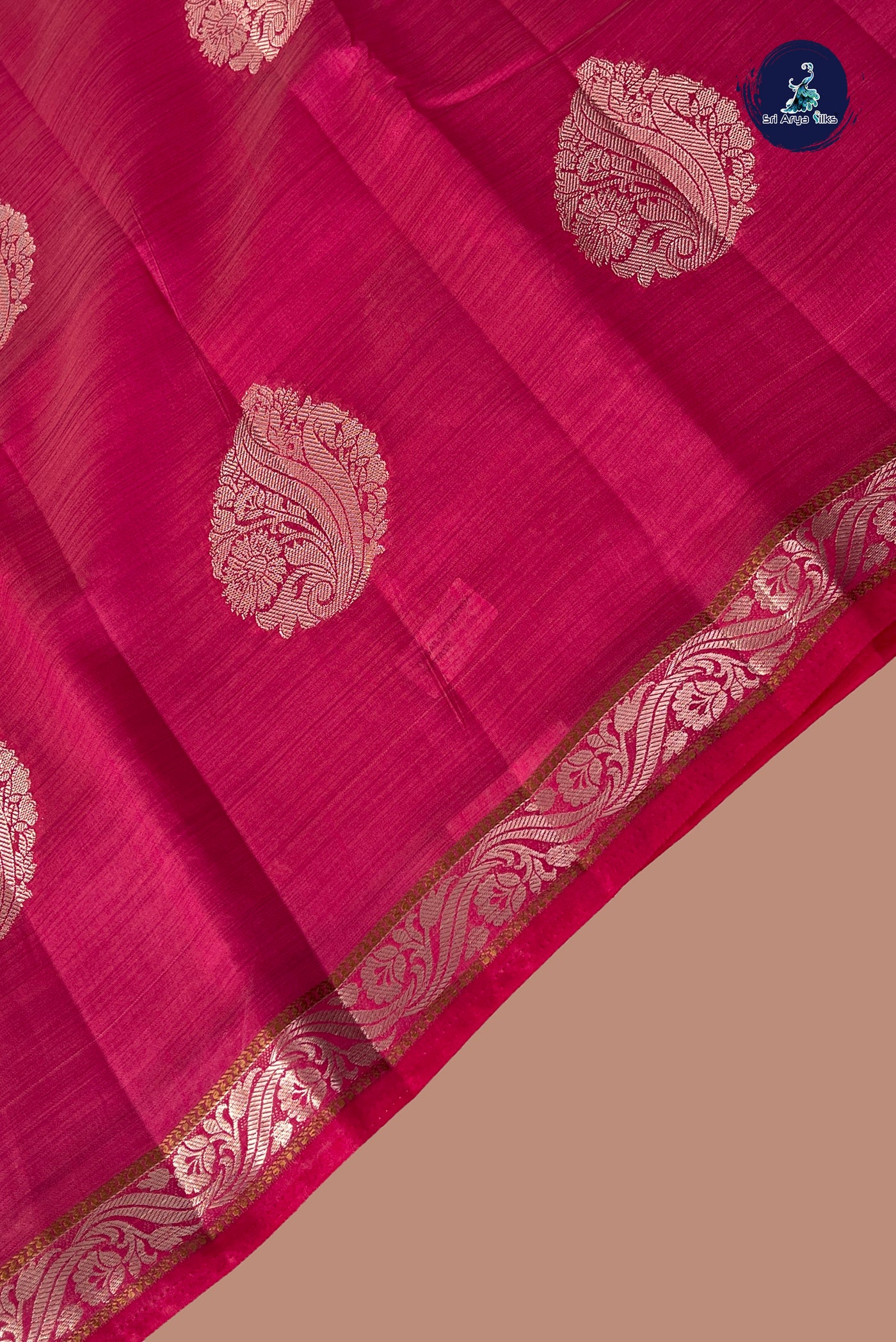 Pink Semi Tussar Saree With Zari Buttas Pattern