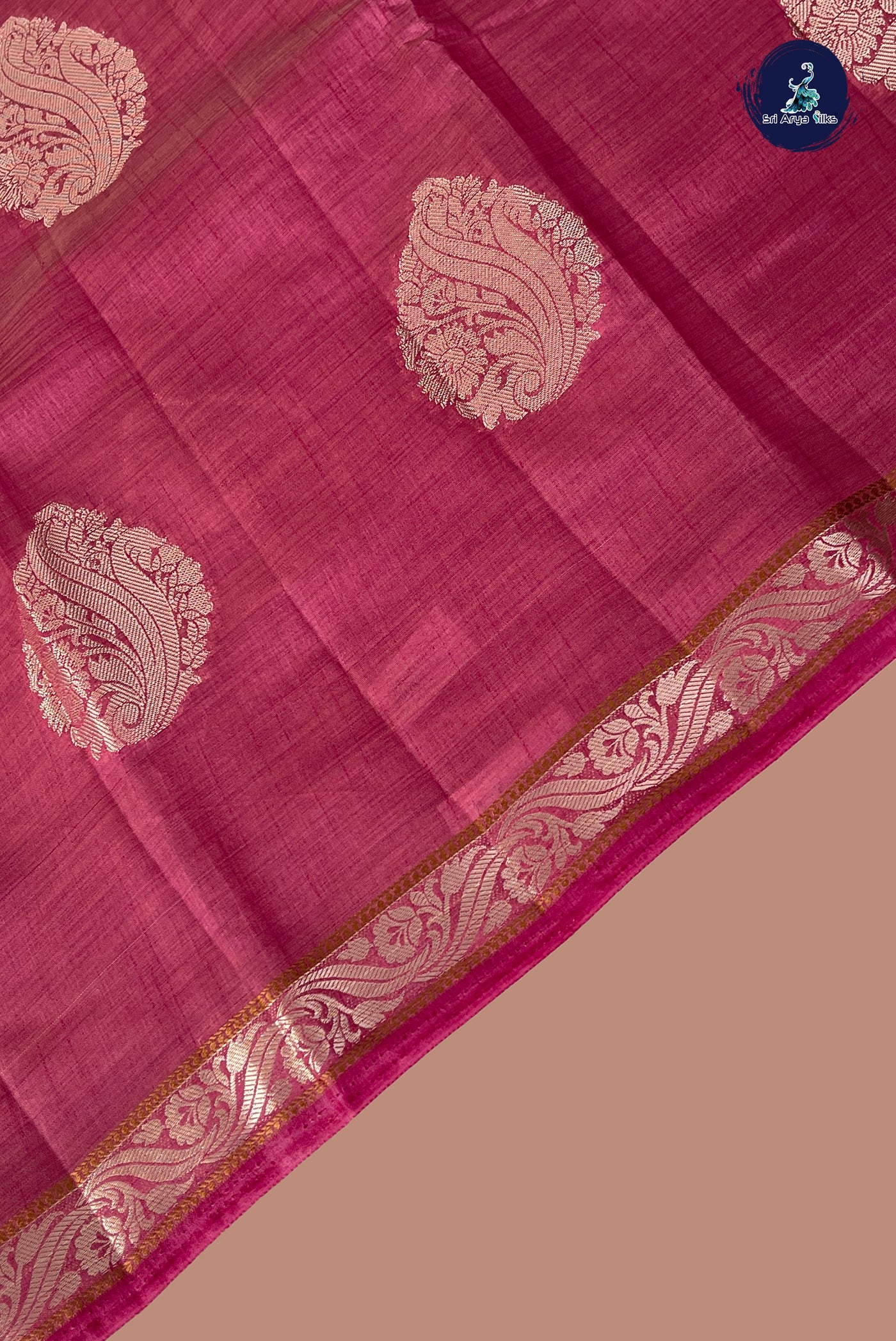 Pink Semi Tussar Saree With Zari Buttas Pattern