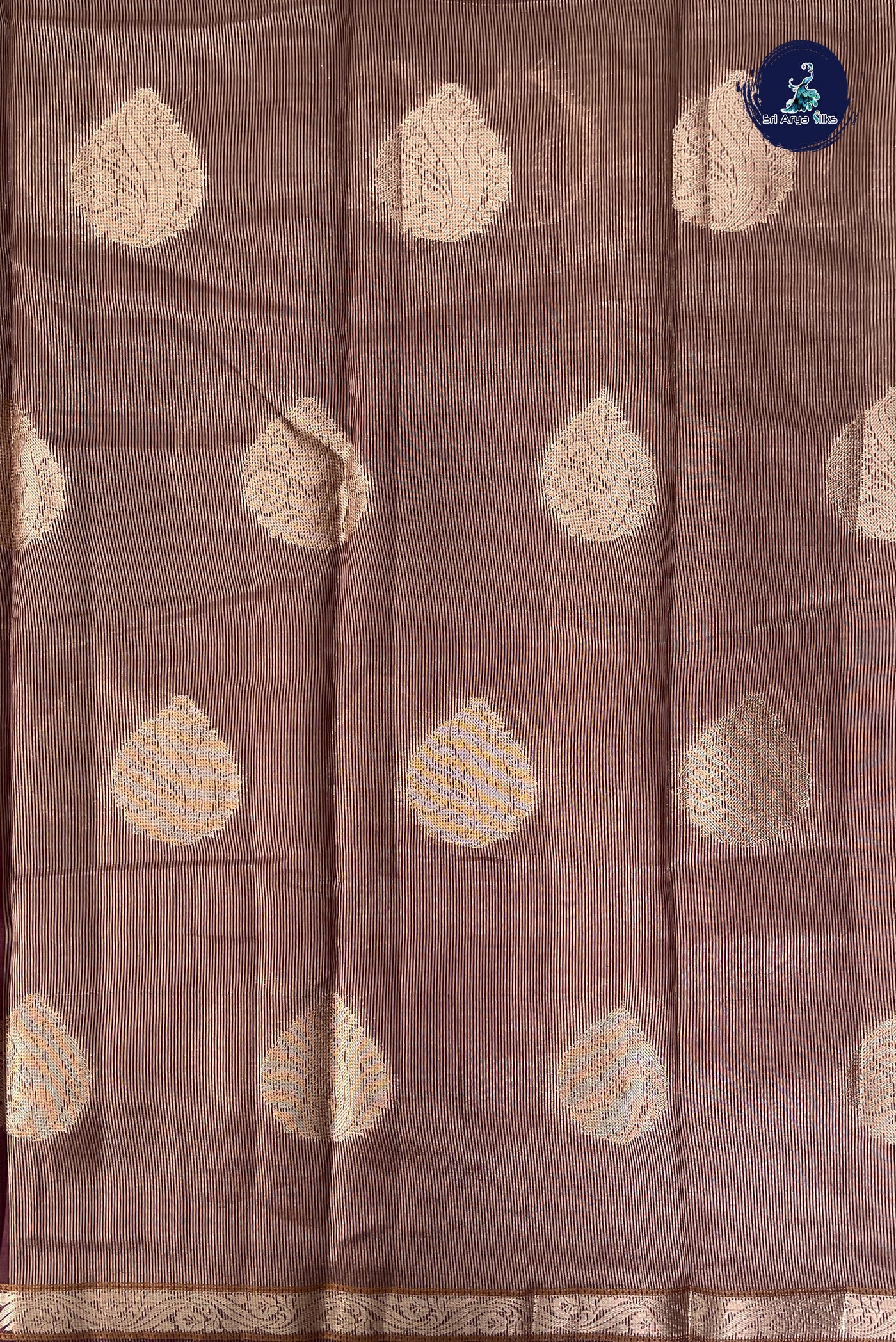 Brown Semi Tussar Saree With Zari Buttas Pattern