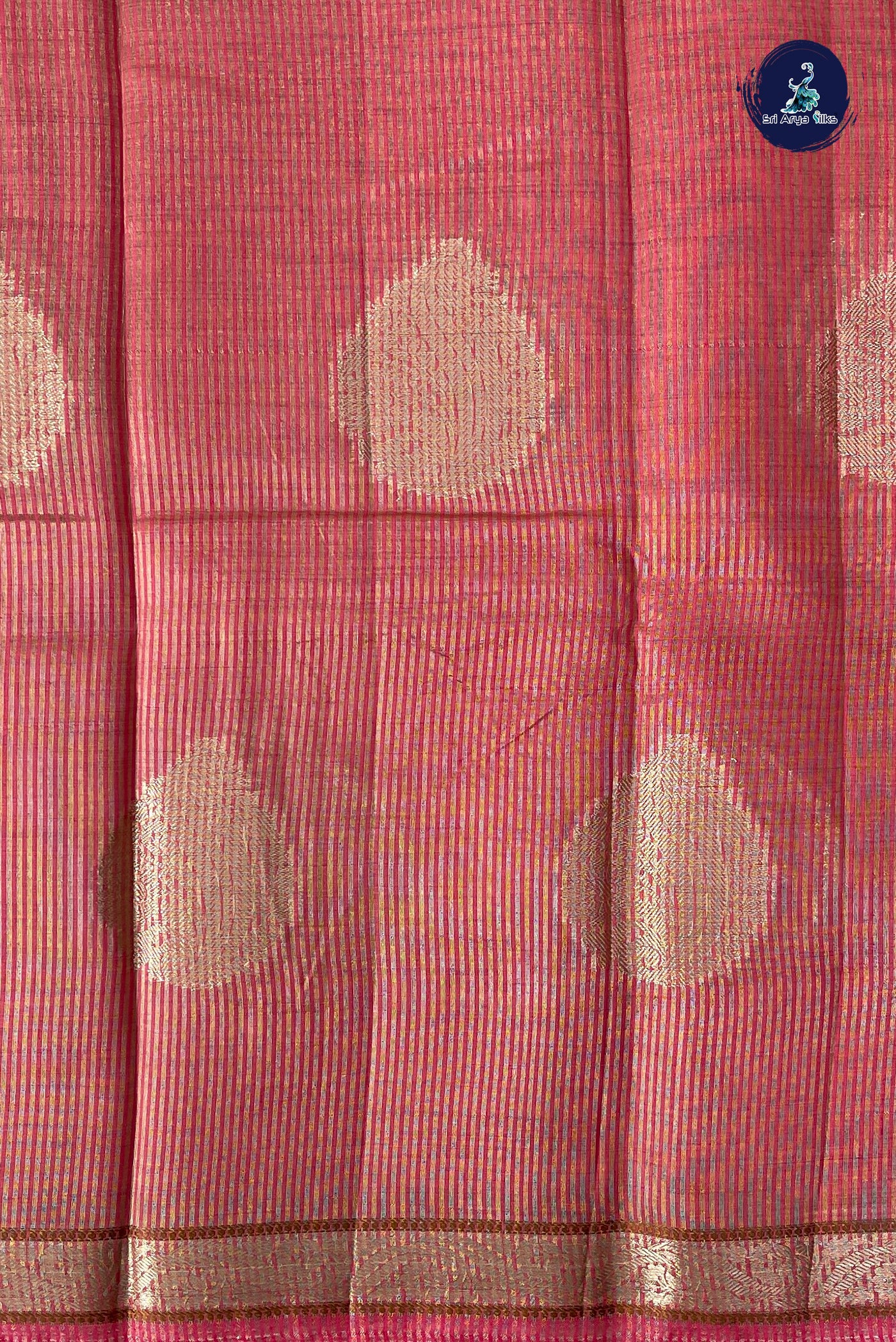 Light Pink Semi Tussar Saree With Zari Buttas Pattern
