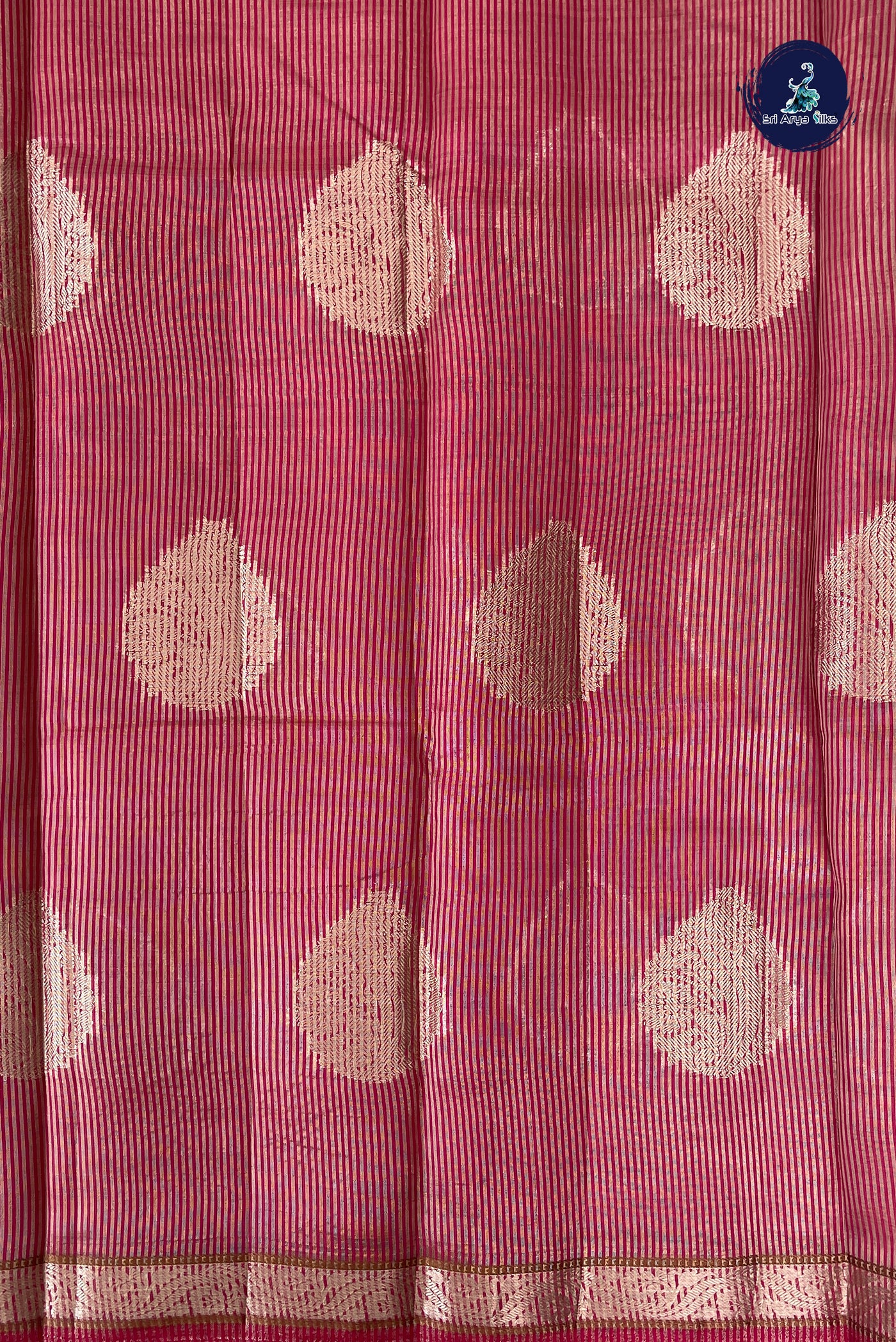 Dark Pink Semi Tussar Saree With Zari Buttas Pattern