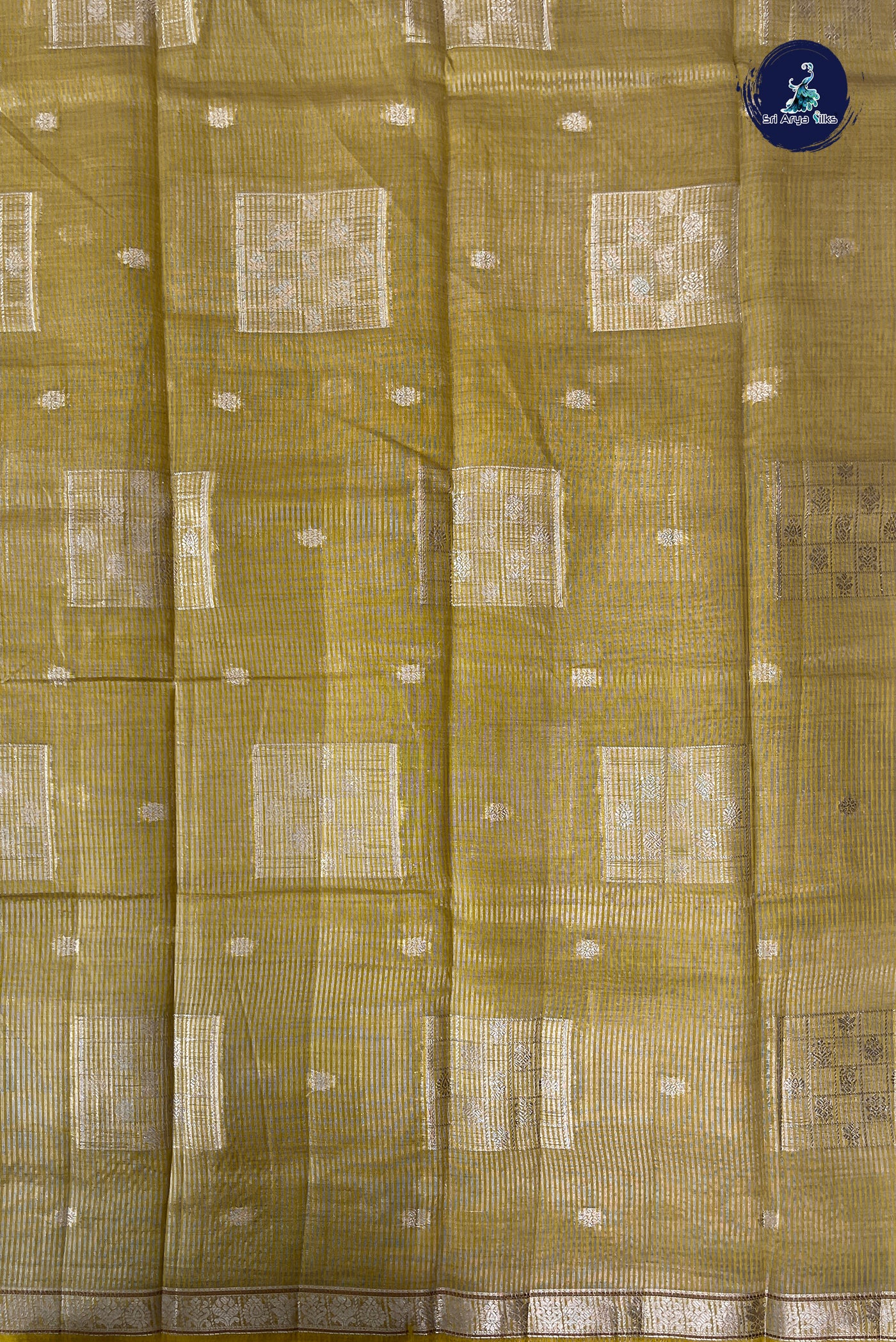 Yellow Semi Tussar Saree With Zari Buttas Pattern