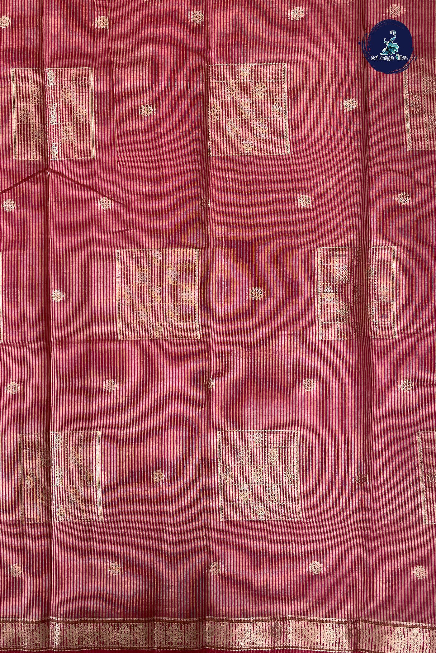 Dark Pink Semi Tussar Saree With Zari Buttas Pattern