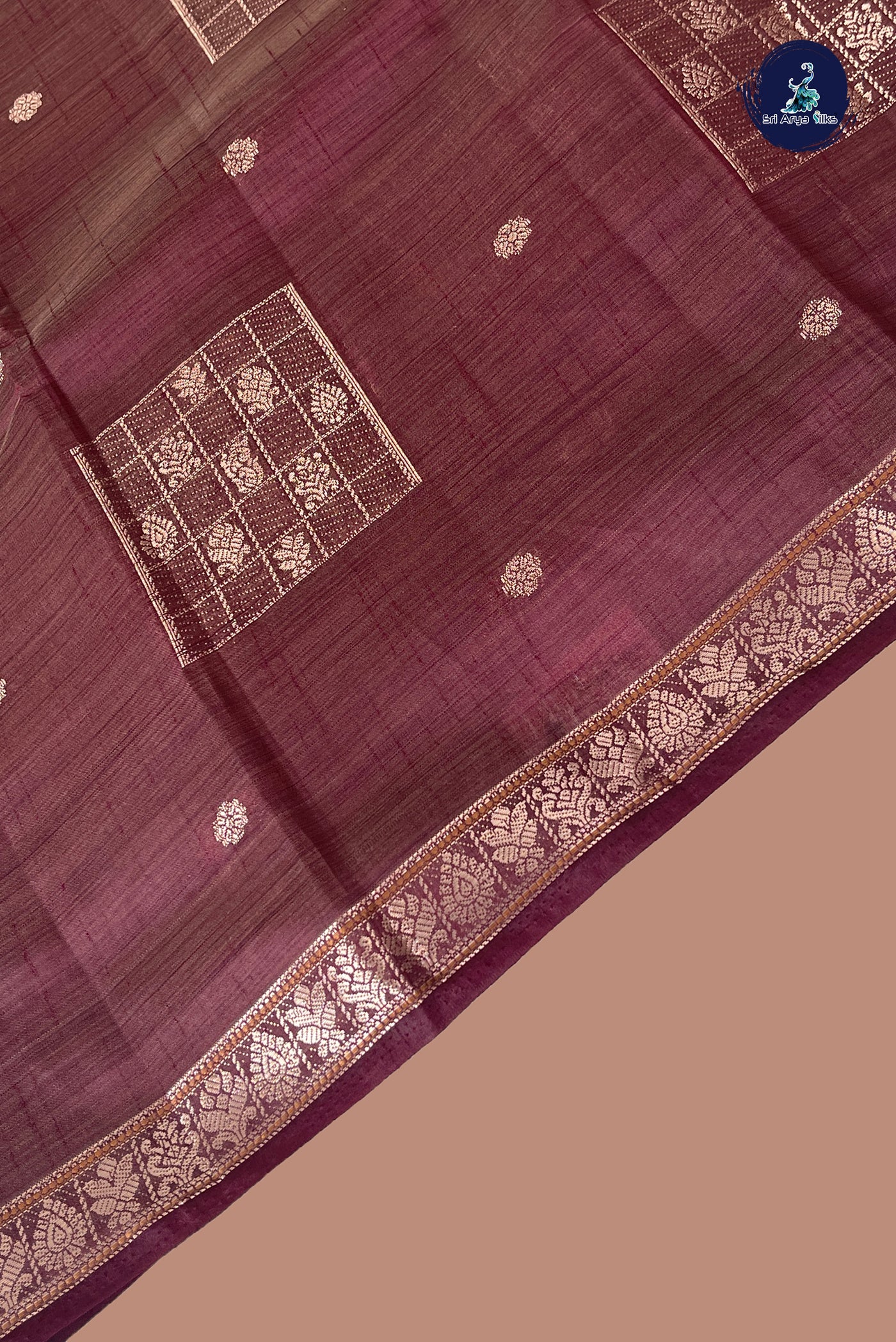 Brown Semi Tussar Saree With Zari Buttas Pattern
