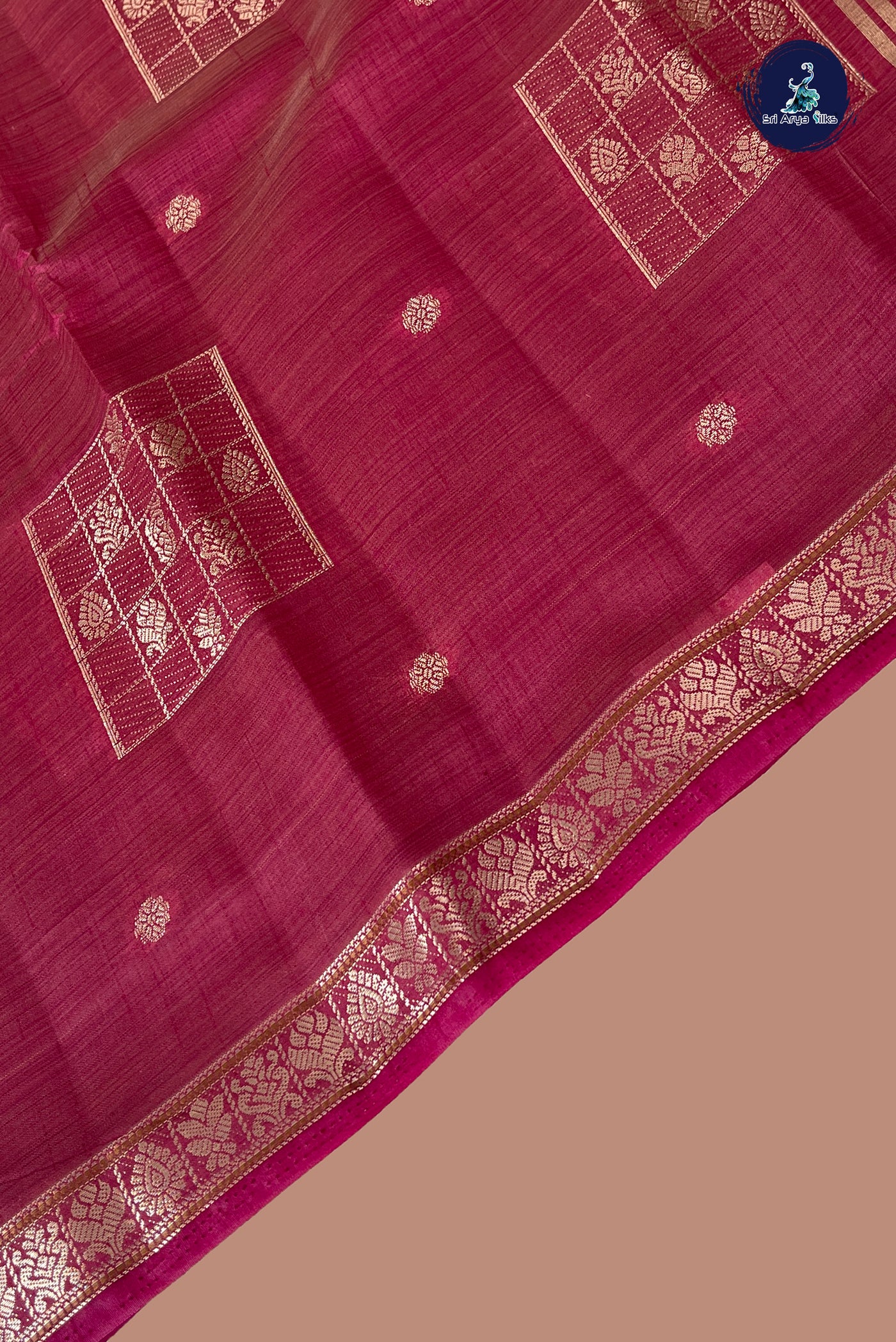 Pink Semi Tussar Saree With Zari Buttas Pattern