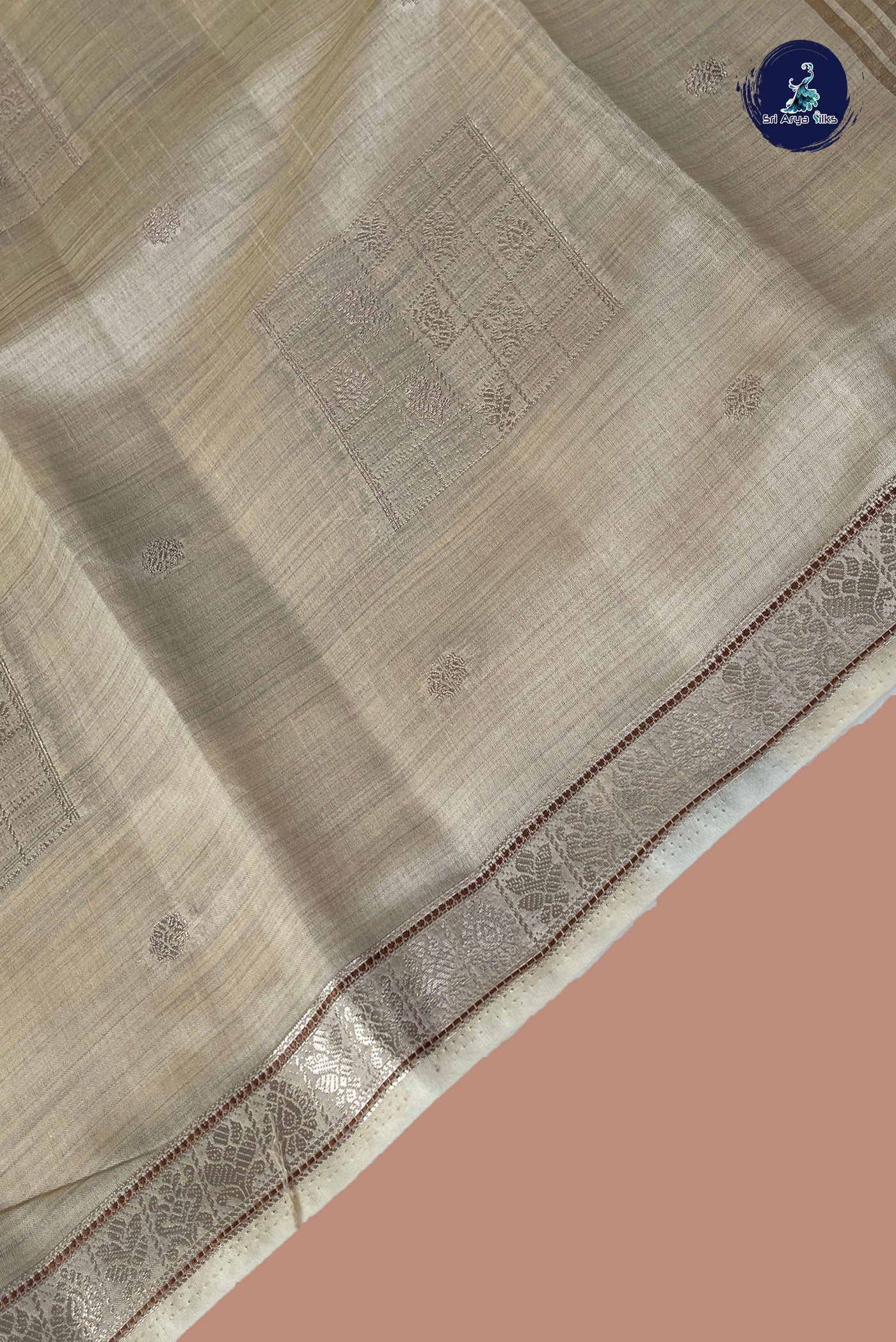 Off White Semi Tussar Saree With Zari Buttas Pattern