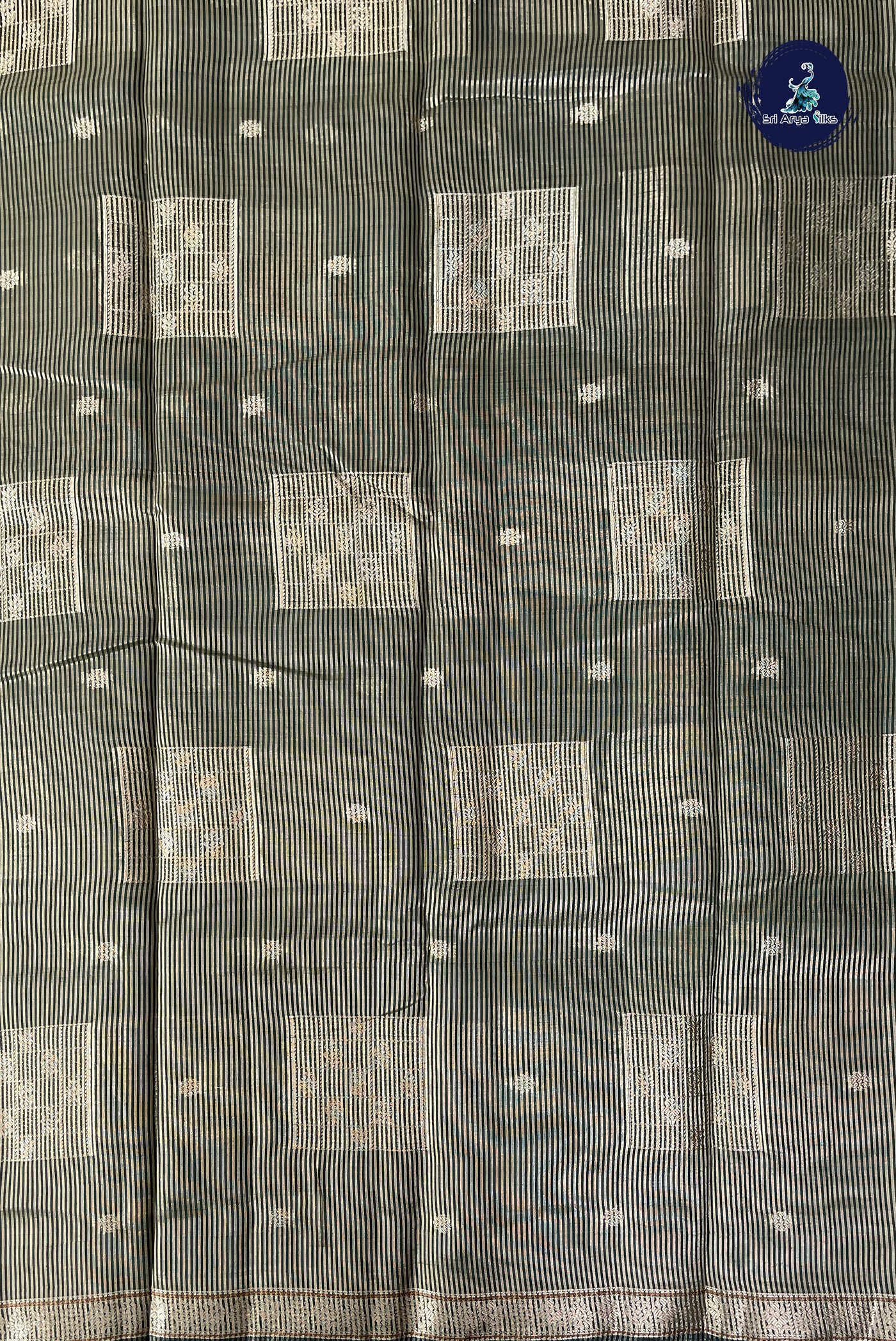 Green Semi Tussar Saree With Zari Buttas Pattern