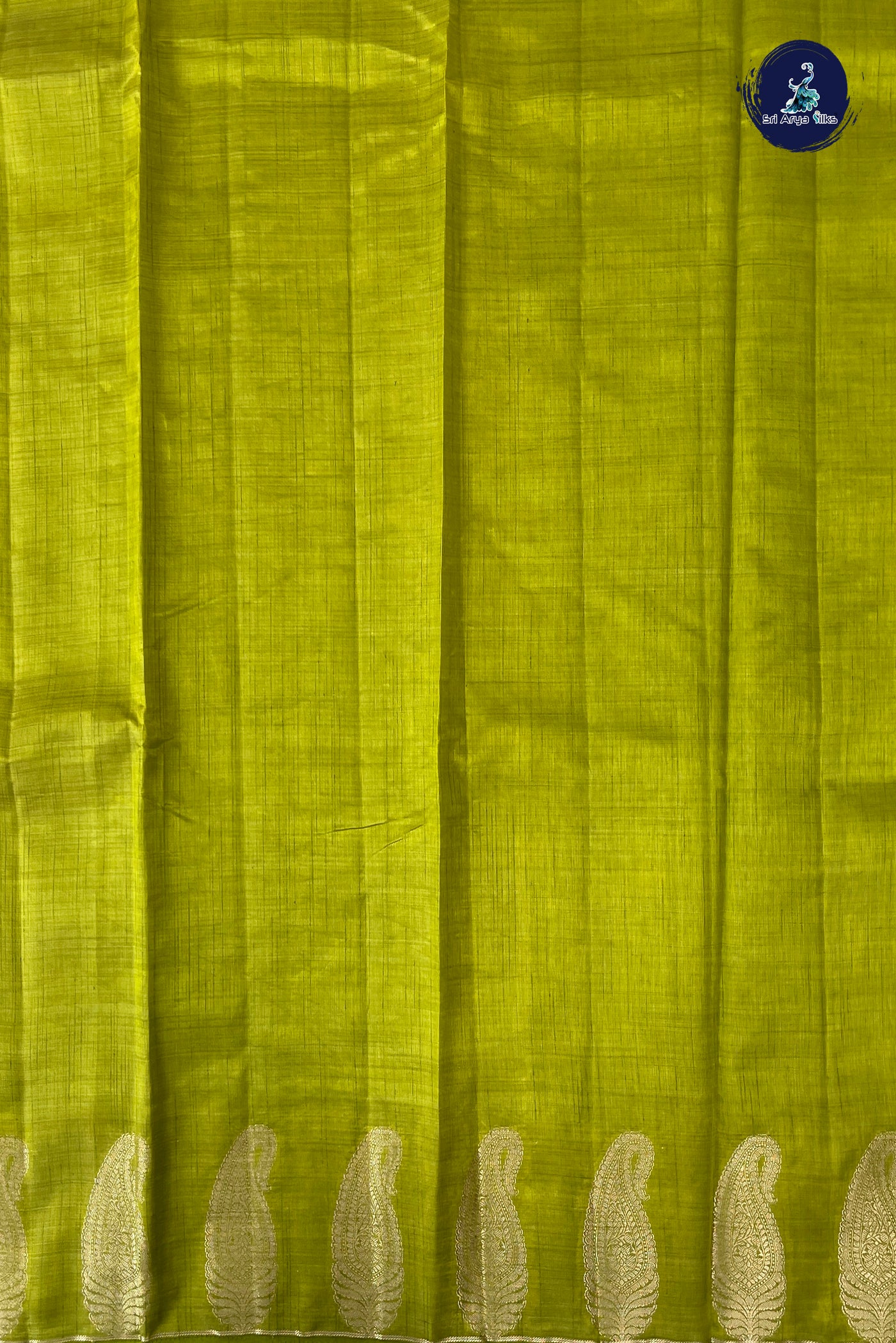 Lime Green Semi Tussar Saree With Zari Buttas Pattern