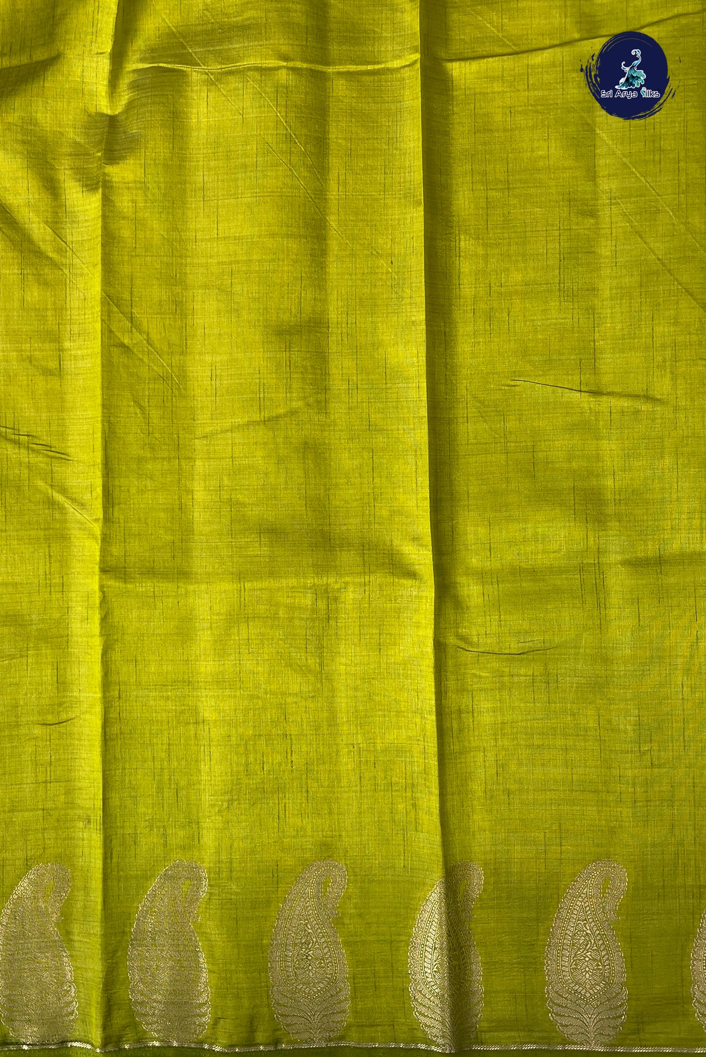 Lime Green Semi Tussar Saree With Zari Buttas Pattern