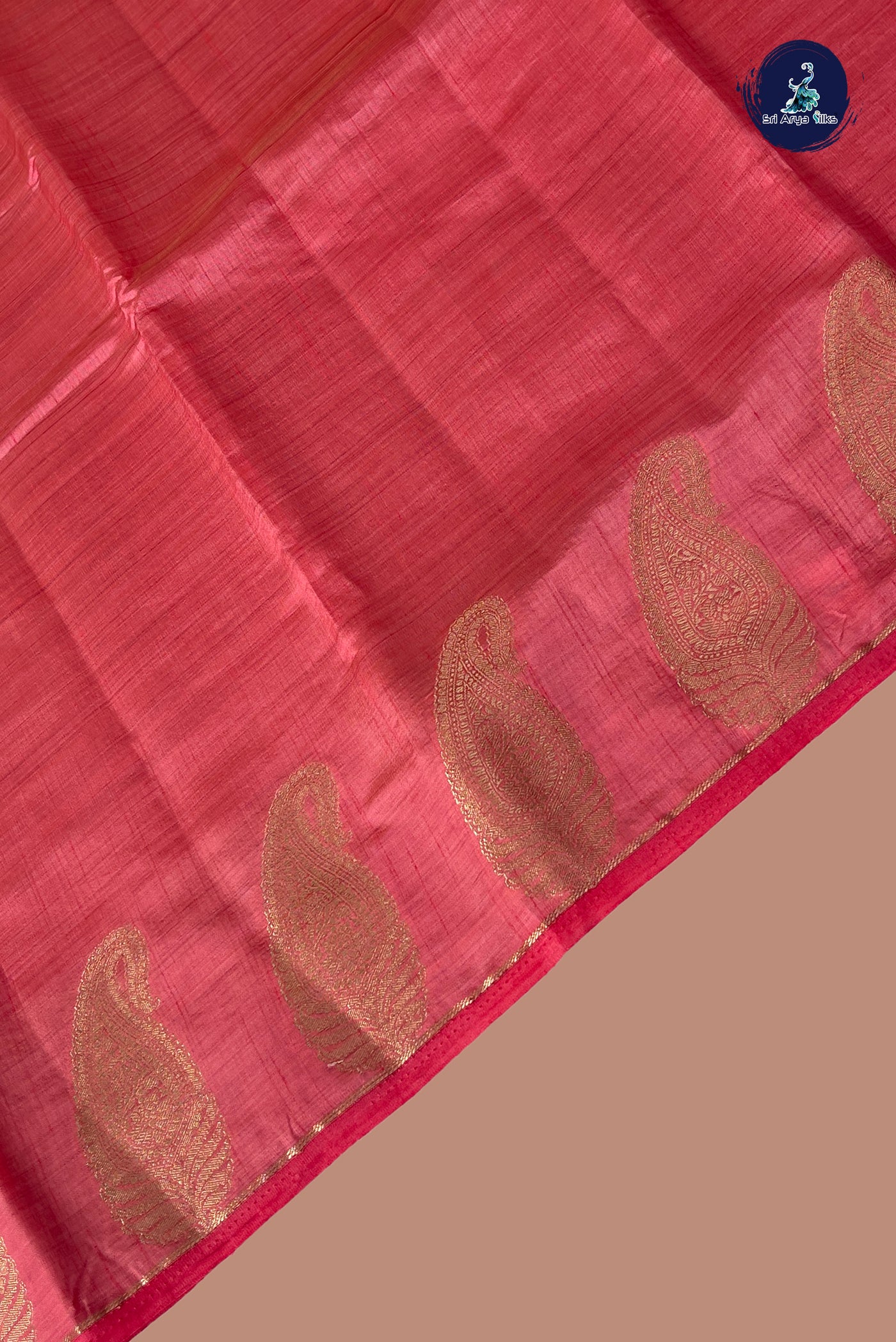 Light Pink Semi Tussar Saree With Zari Buttas Pattern