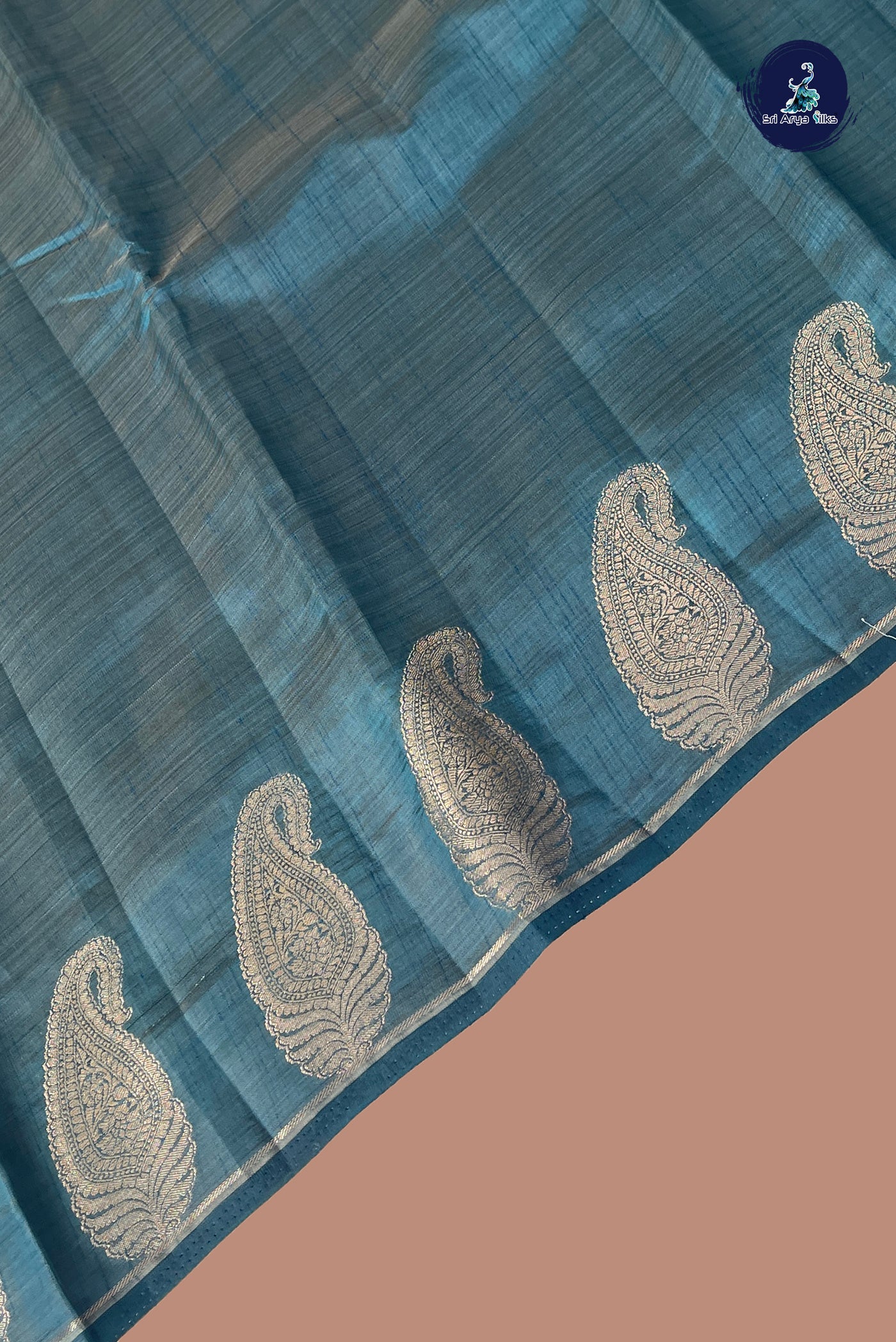 Green Semi Tussar Saree With Zari Buttas Pattern