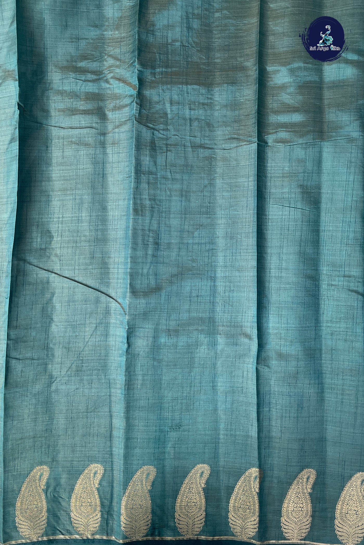 Green Semi Tussar Saree With Zari Buttas Pattern
