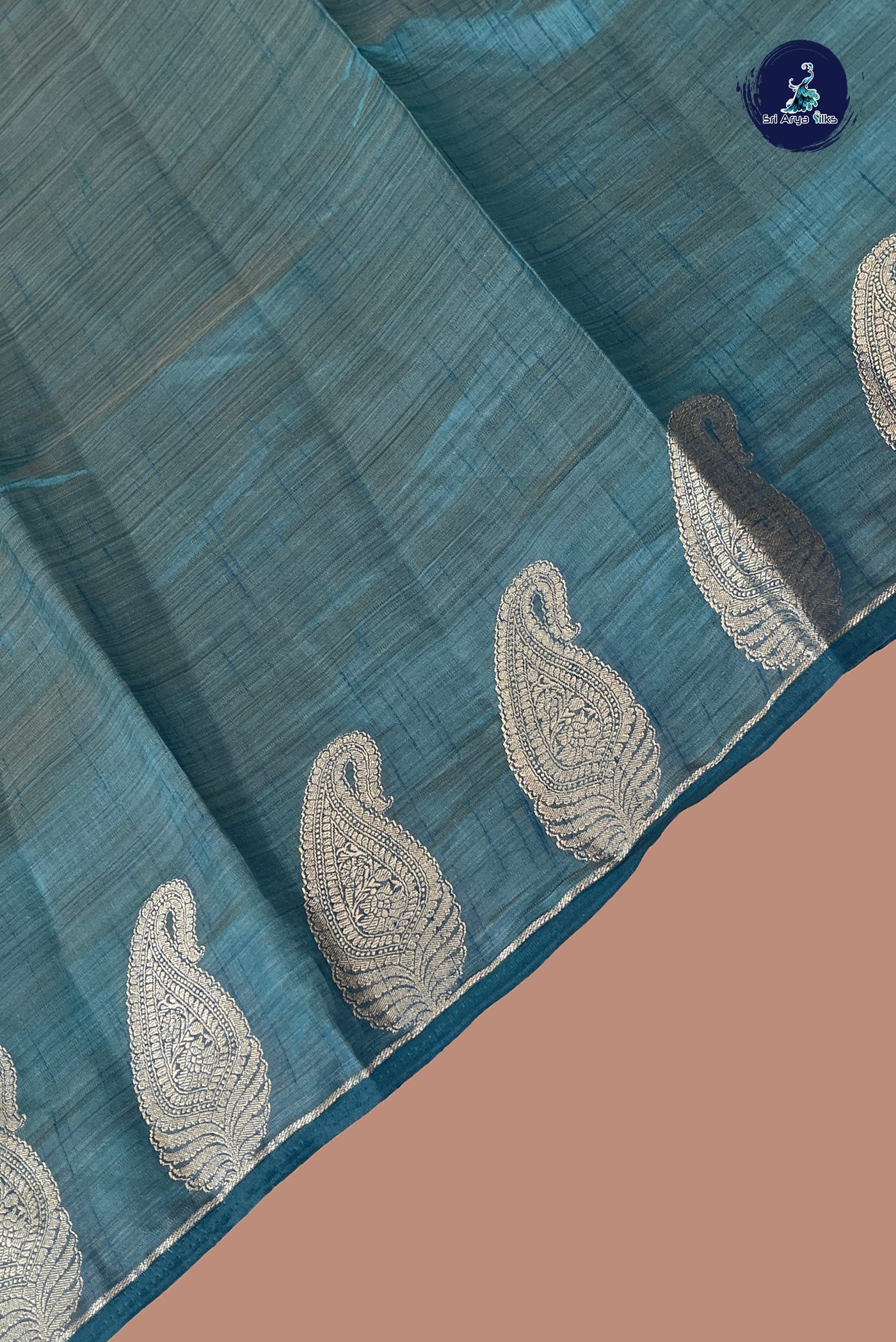 Green Semi Tussar Saree With Zari Buttas Pattern