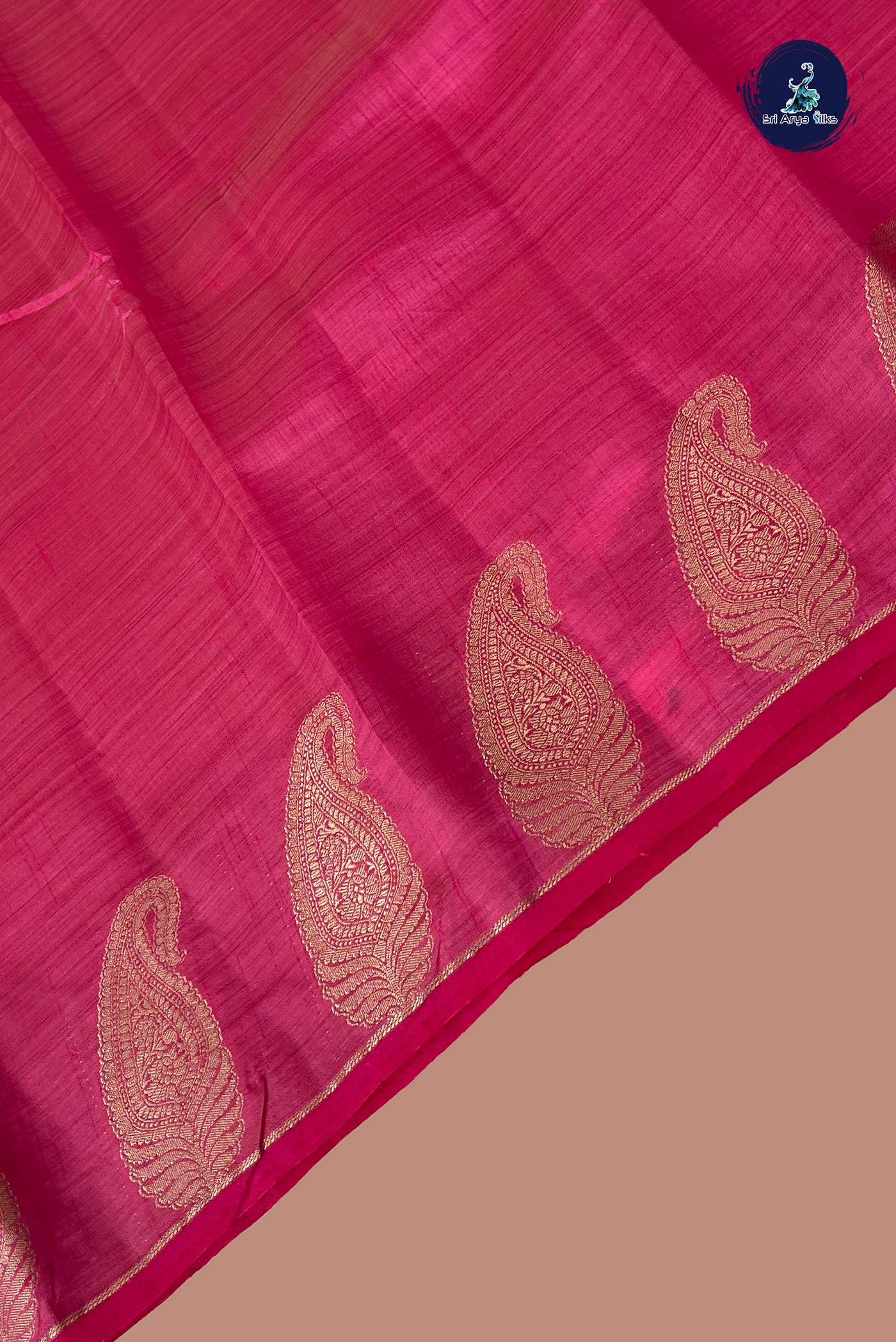 Pink Semi Tussar Saree With Zari Buttas Pattern