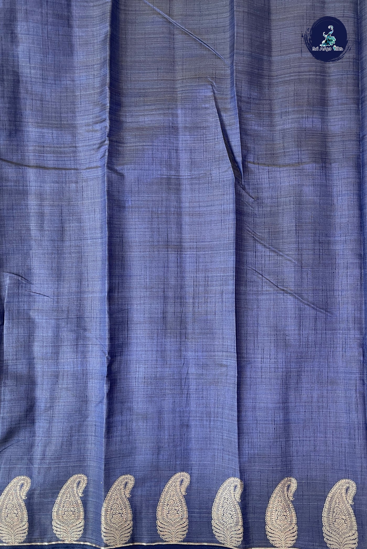 Blue Semi Tussar Saree With Zari Buttas Pattern