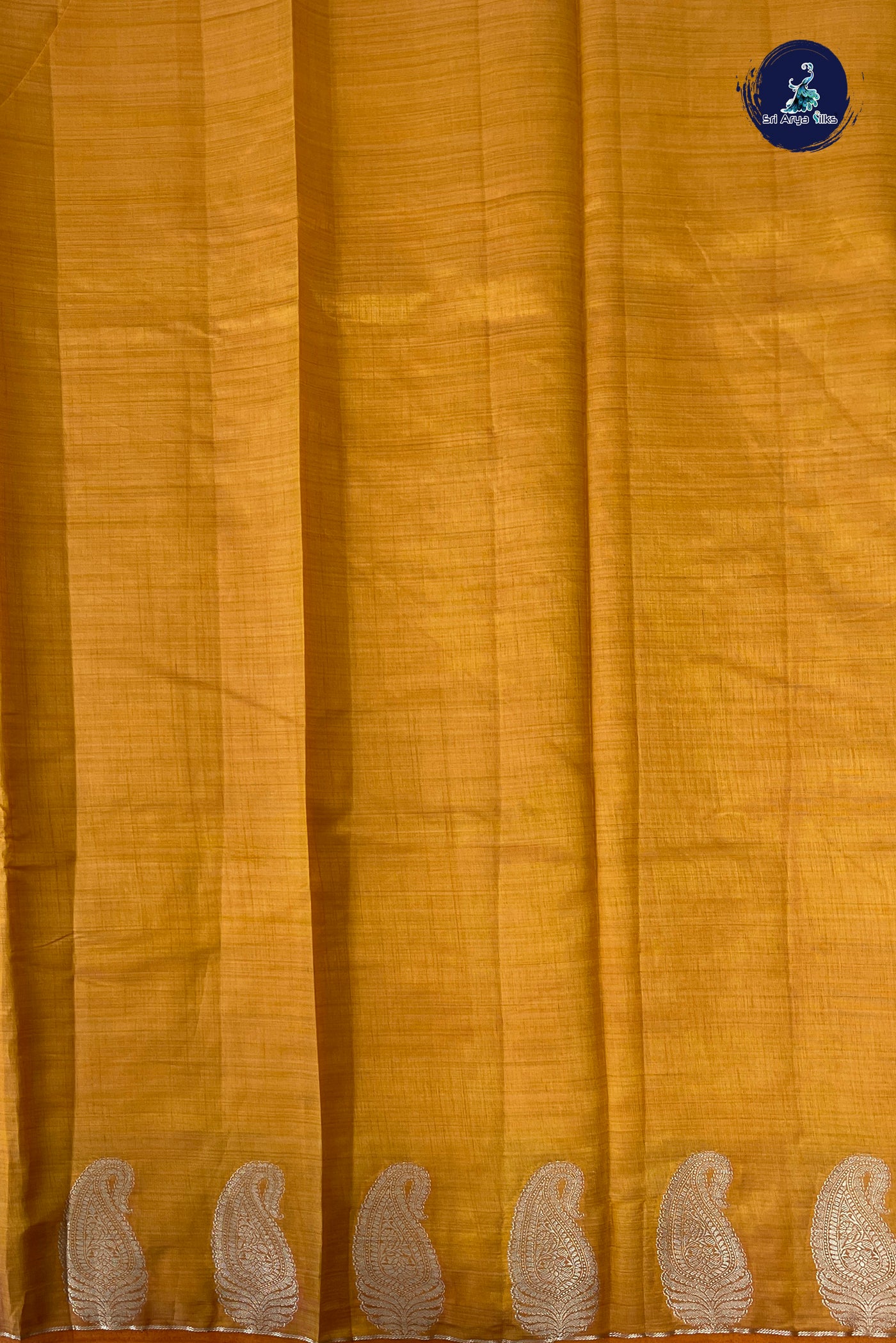 Mustard Yellow Semi Tussar Saree With Zari Buttas Pattern