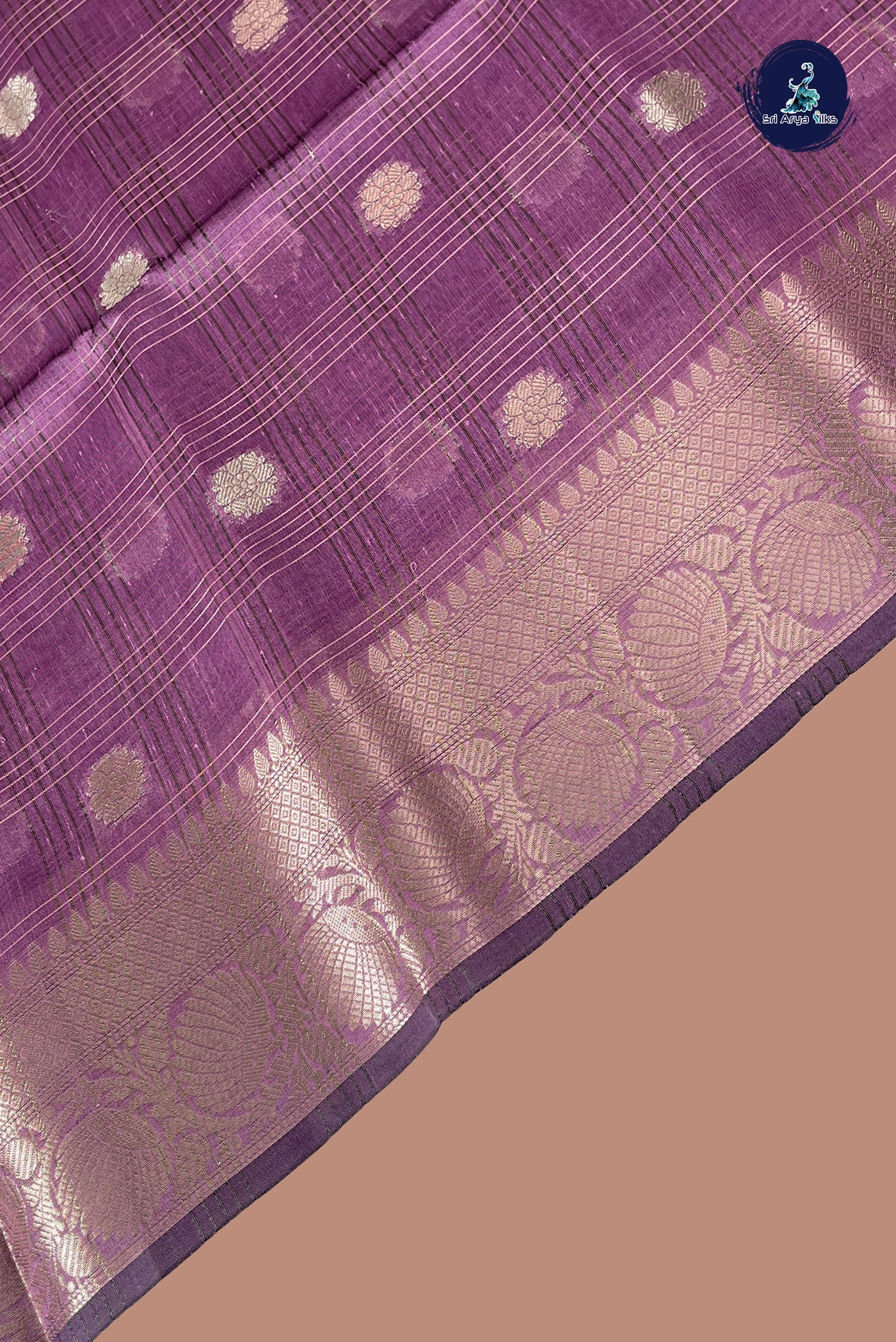 Onion Pink Tissue Banarasi Saree With Zari Checked Pattern