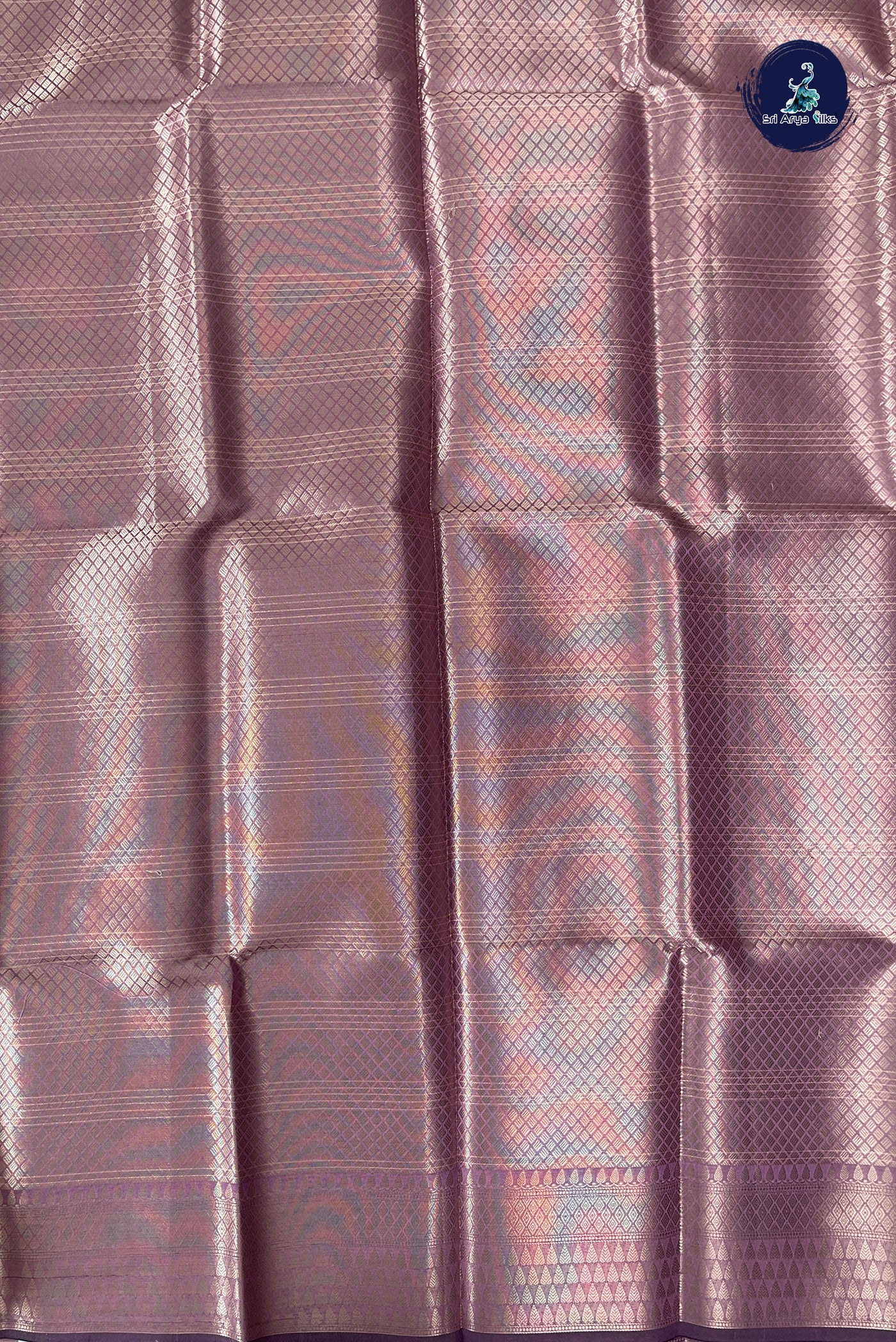Onion Pink Tissue Banarasi Saree With Zari Checked Pattern