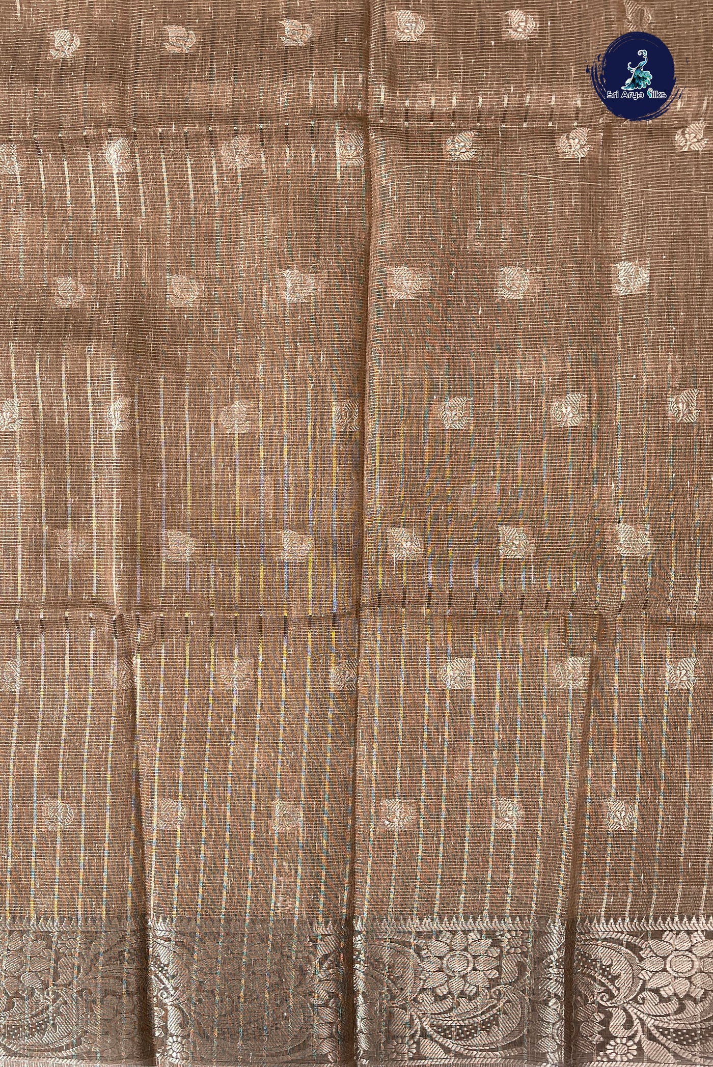 Light Brown Tissue Banarasi Saree With Zari Buttas Pattern
