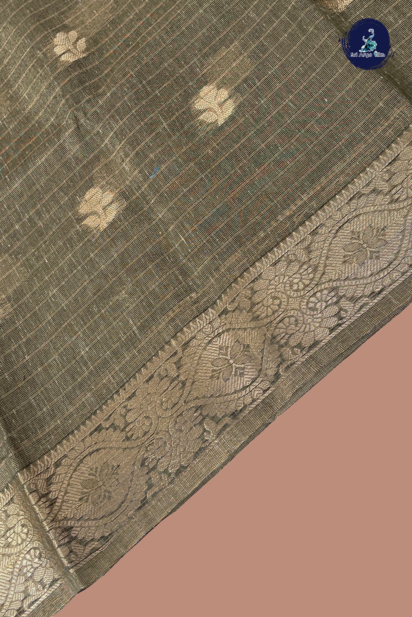 Green Tissue Banarasi Saree With Zari Buttas Pattern