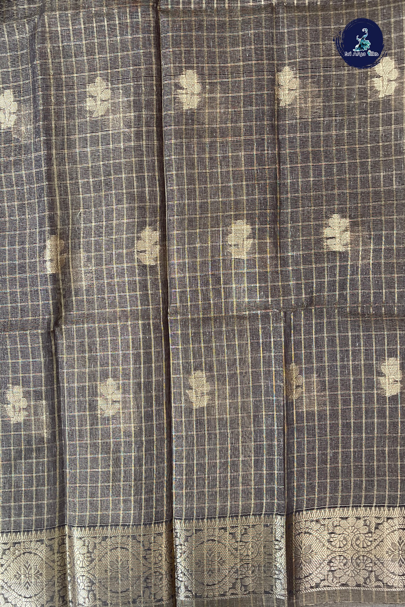 Elephant Grey Tissue Banarasi Saree With Zari Buttas Pattern