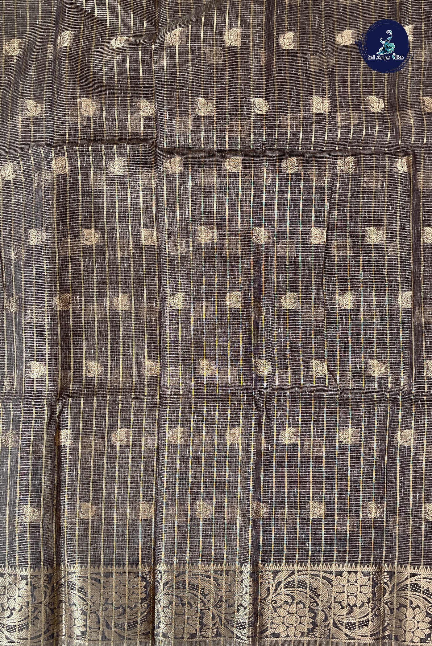 Elephant Grey Tissue Banarasi Saree With Zari Buttas Pattern