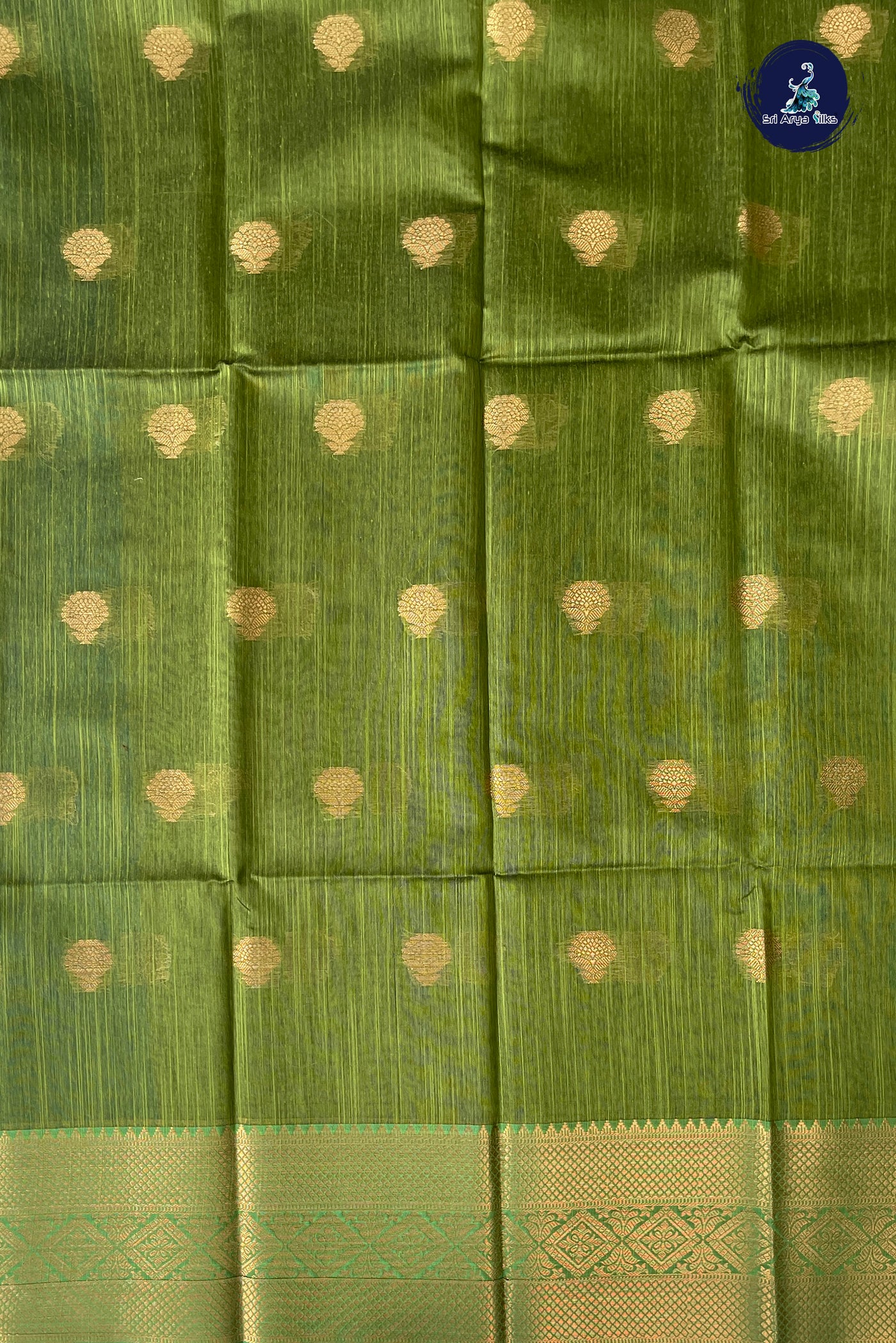 Peacock Blue Raw Silk Saree With Zari Buttas Pattern