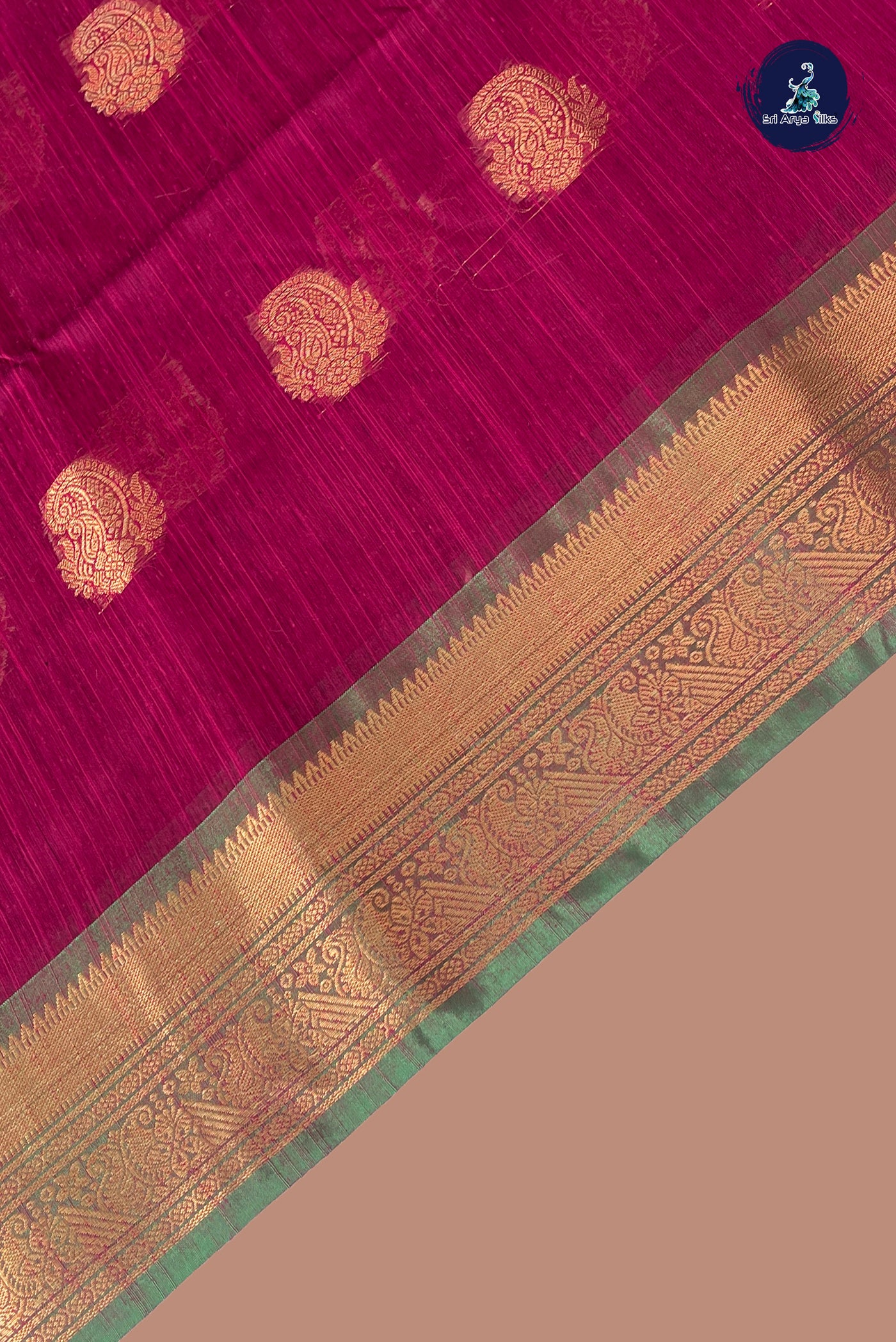 Magenta Pink Raw Silk Saree With Zari Buttas Pattern