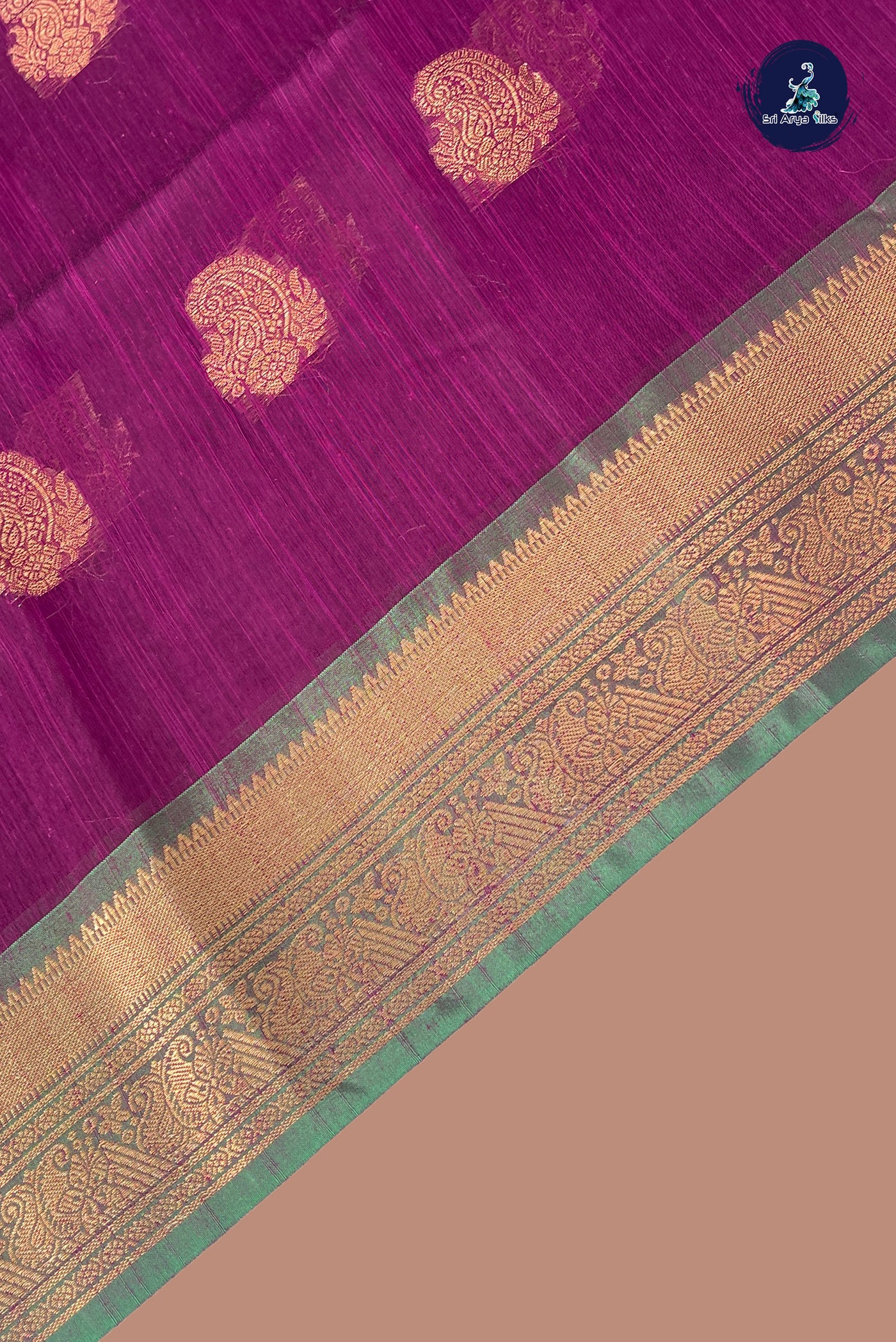 Purple Raw Silk Saree With Zari Buttas Pattern
