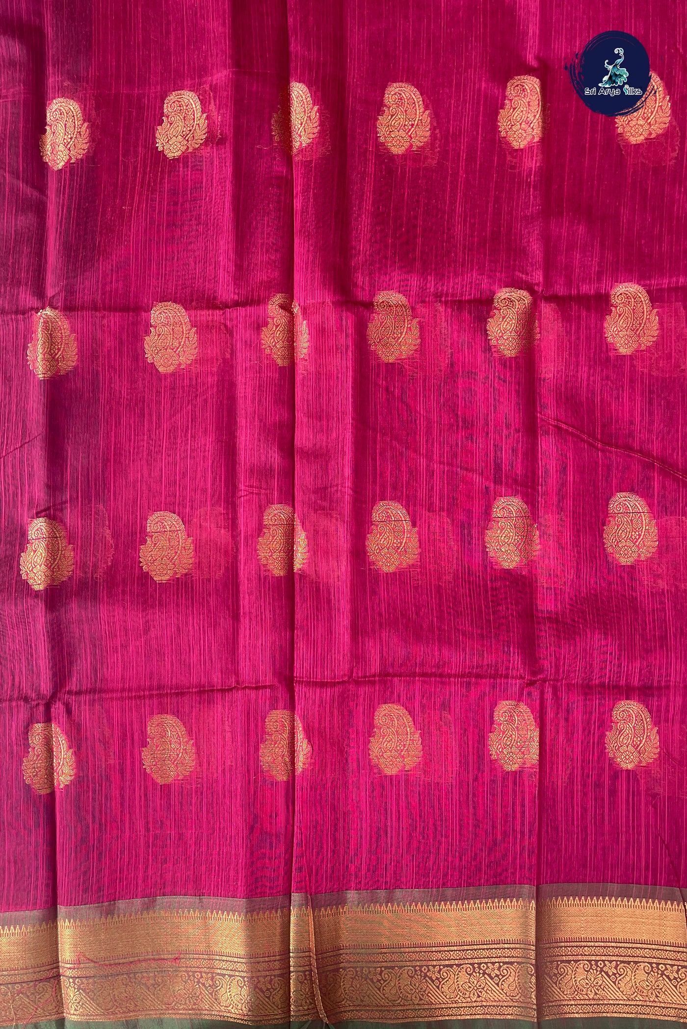 Peacock Blue Raw Silk Saree With Zari Buttas Pattern