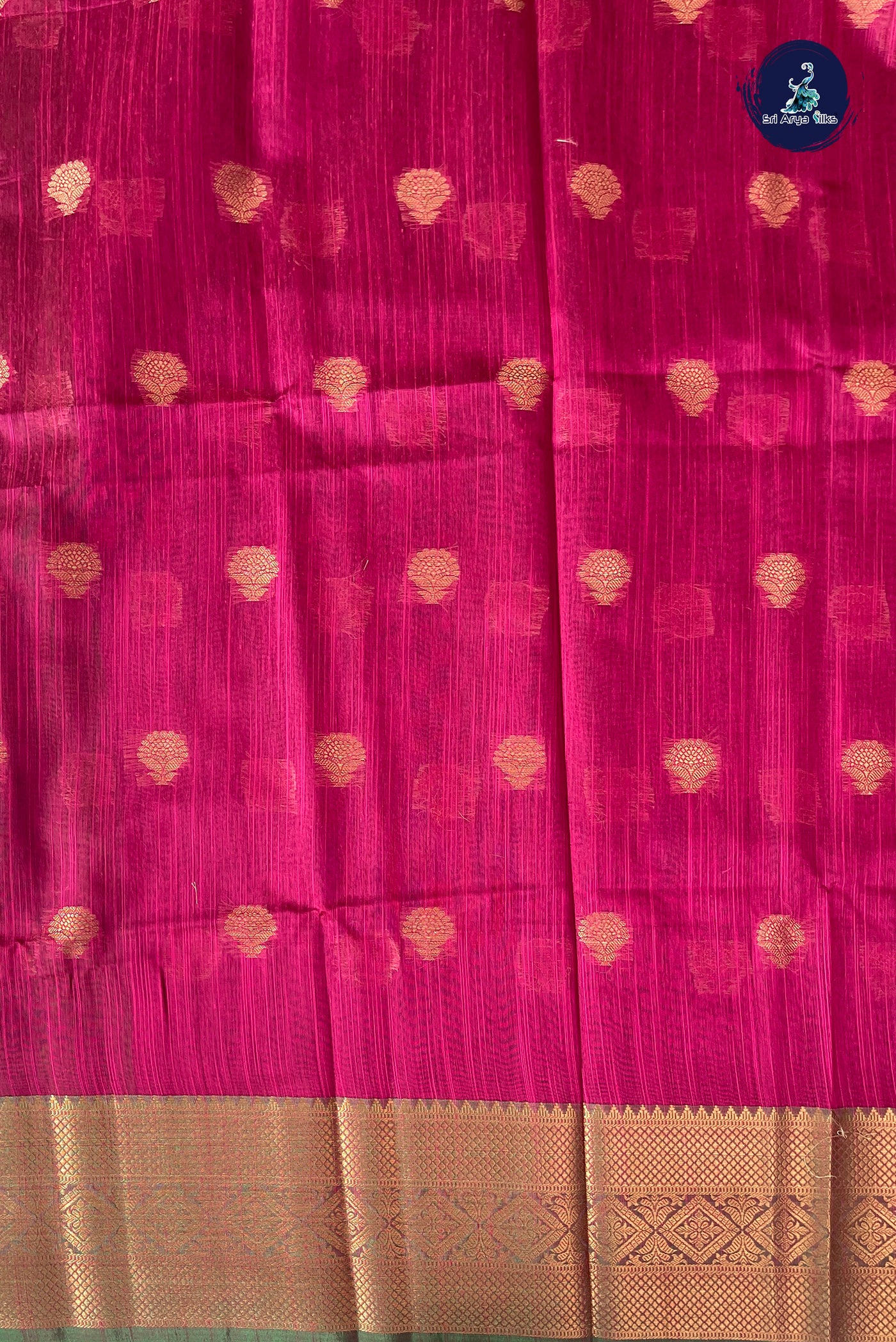 Olive Green Raw Silk Saree With Zari Buttas Pattern