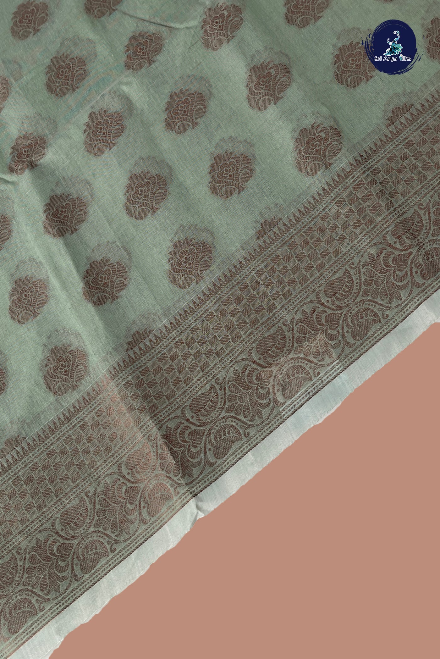 Pastel Green Katan Silk With Buttas Pattern
