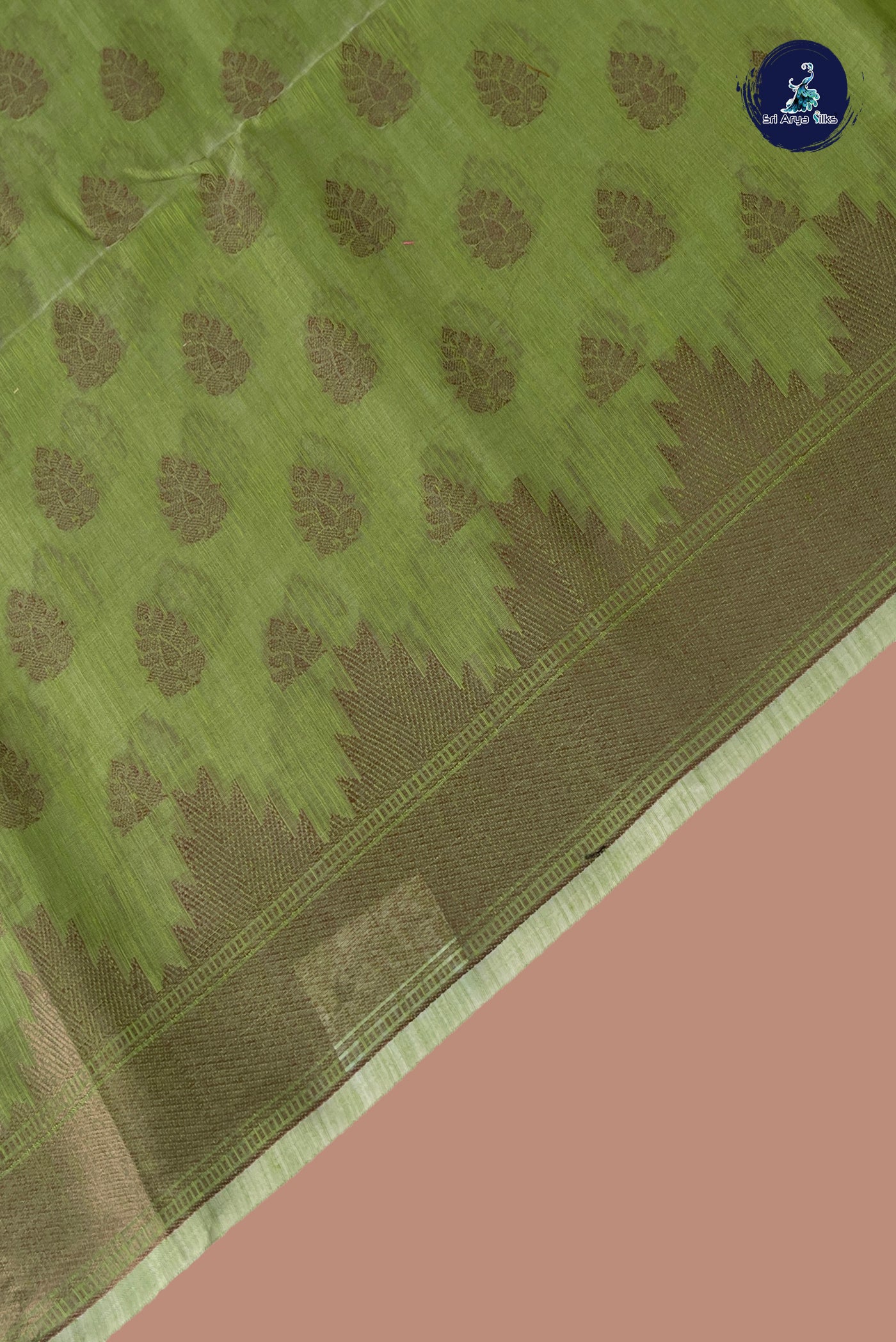 Green Katan Silk With Buttas Pattern