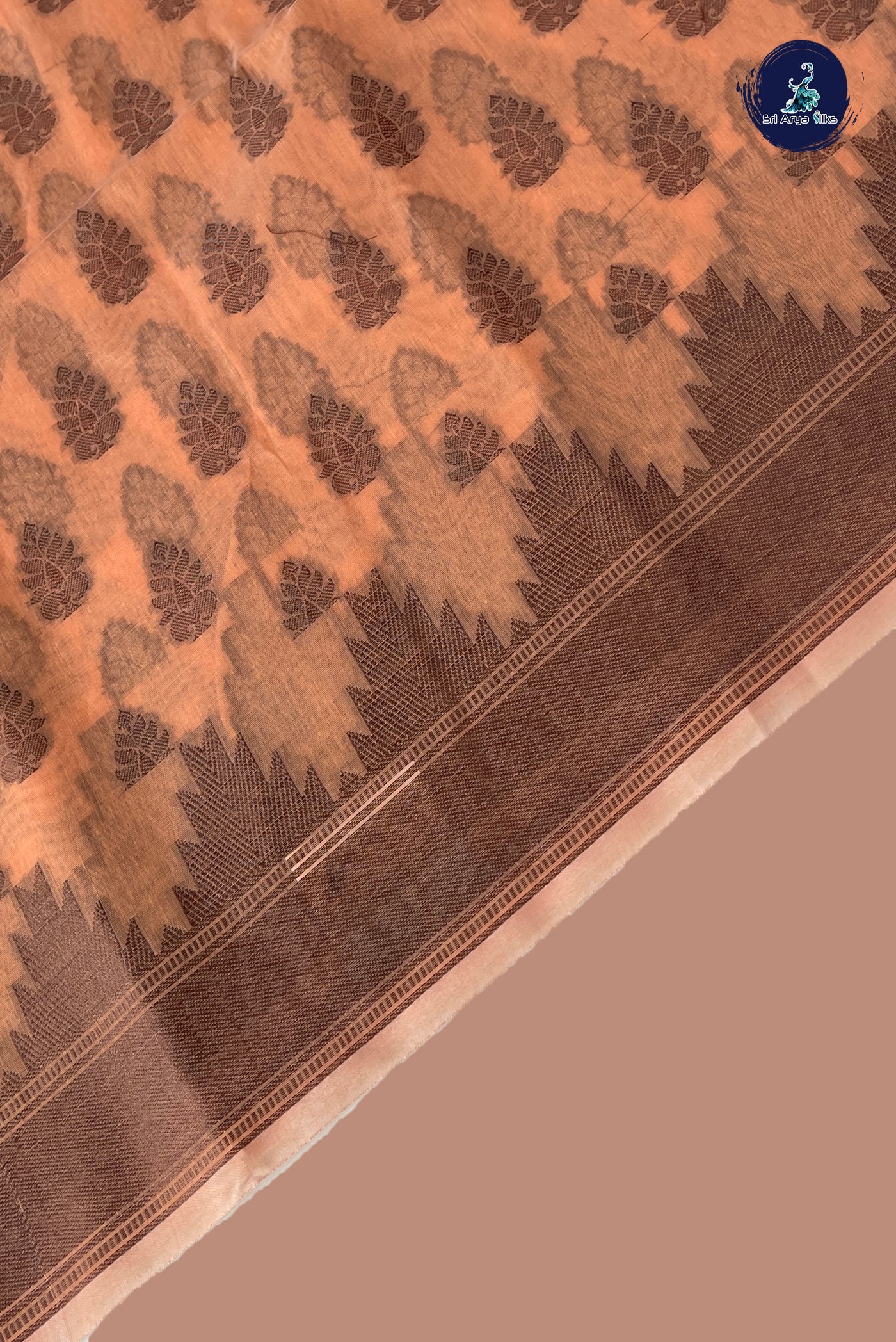 Peach Katan Silk With Buttas Pattern