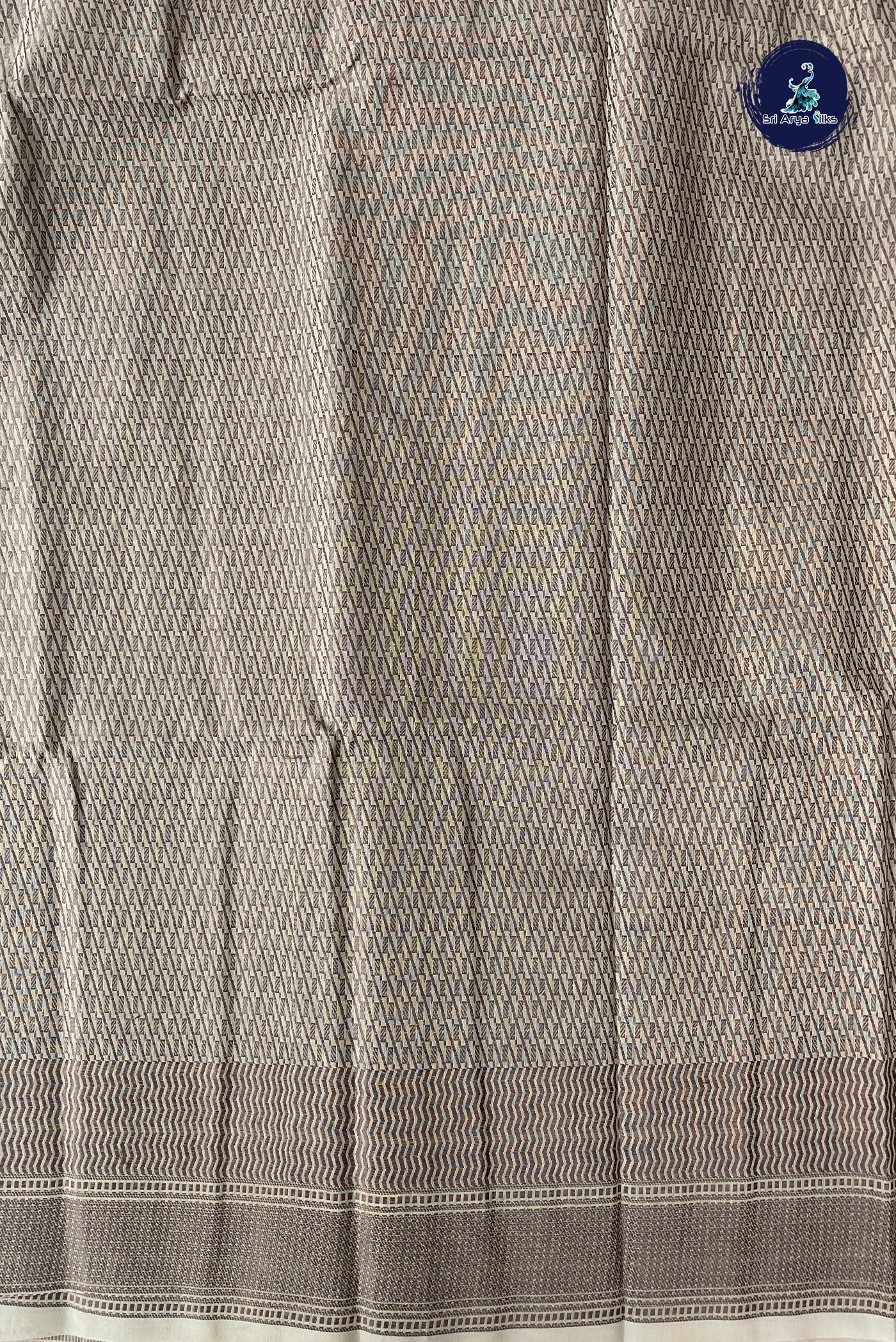 Creamish Yellow Katan Silk With Buttas Pattern
