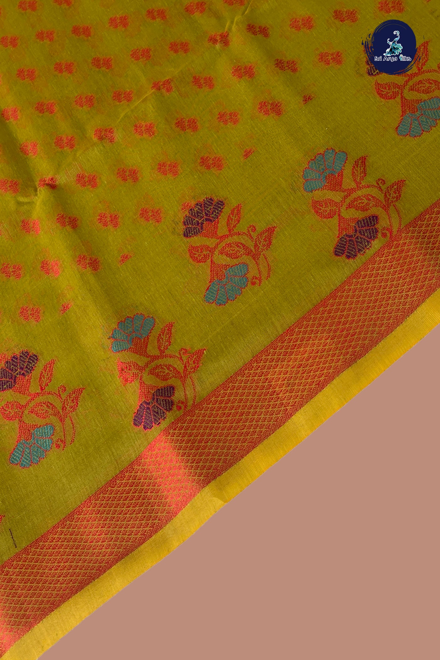 Mehendi Green Katan Silk With Buttas Pattern