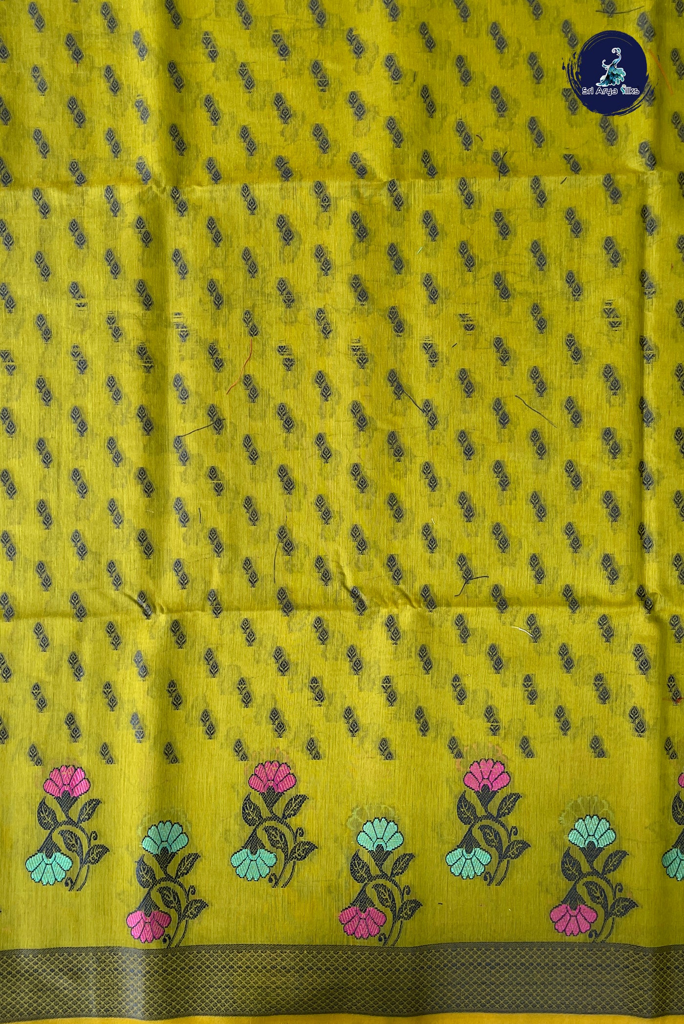 Mehendi Green Katan Silk With Buttas Pattern