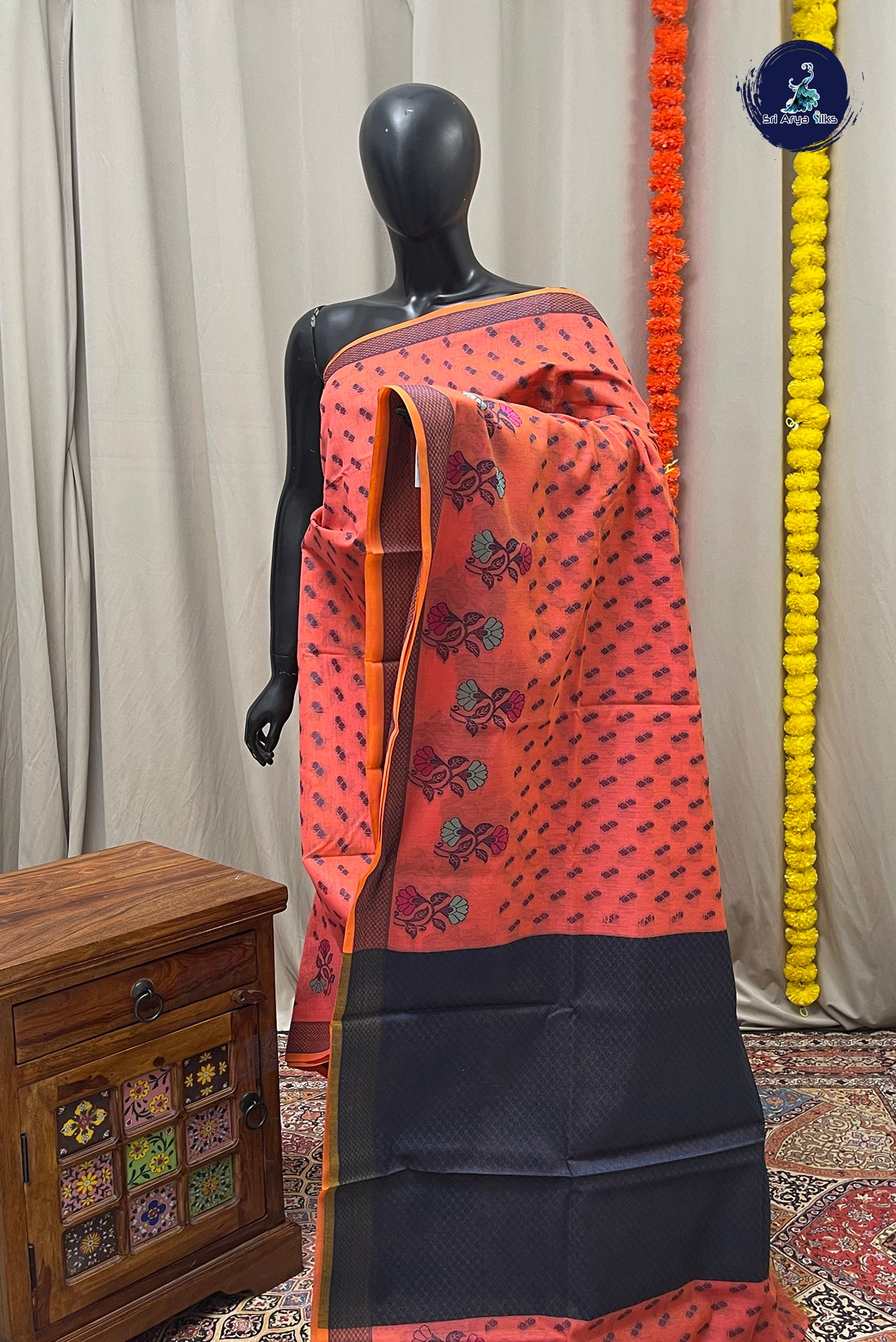 Pink Katan Silk With Buttas Pattern